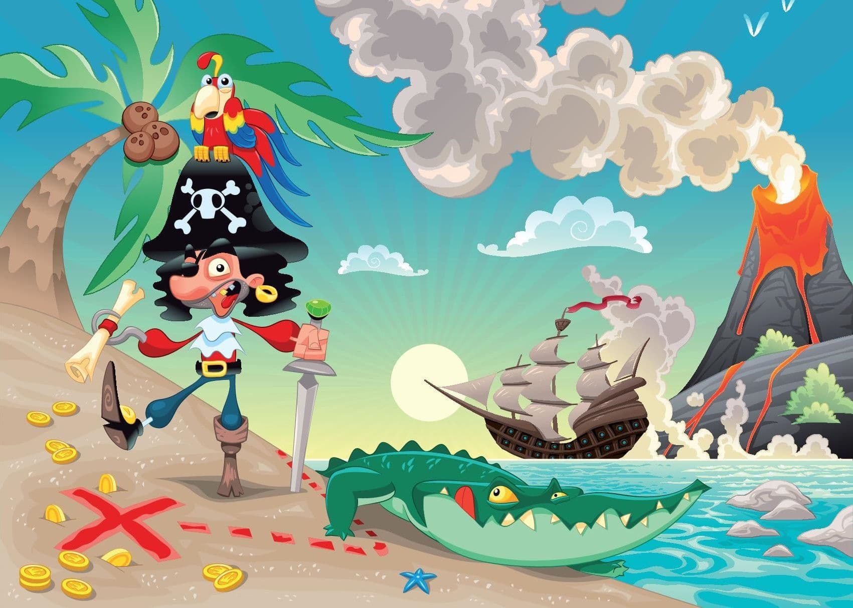 1701x1213 Kids cartoon Pirate ship wall mural