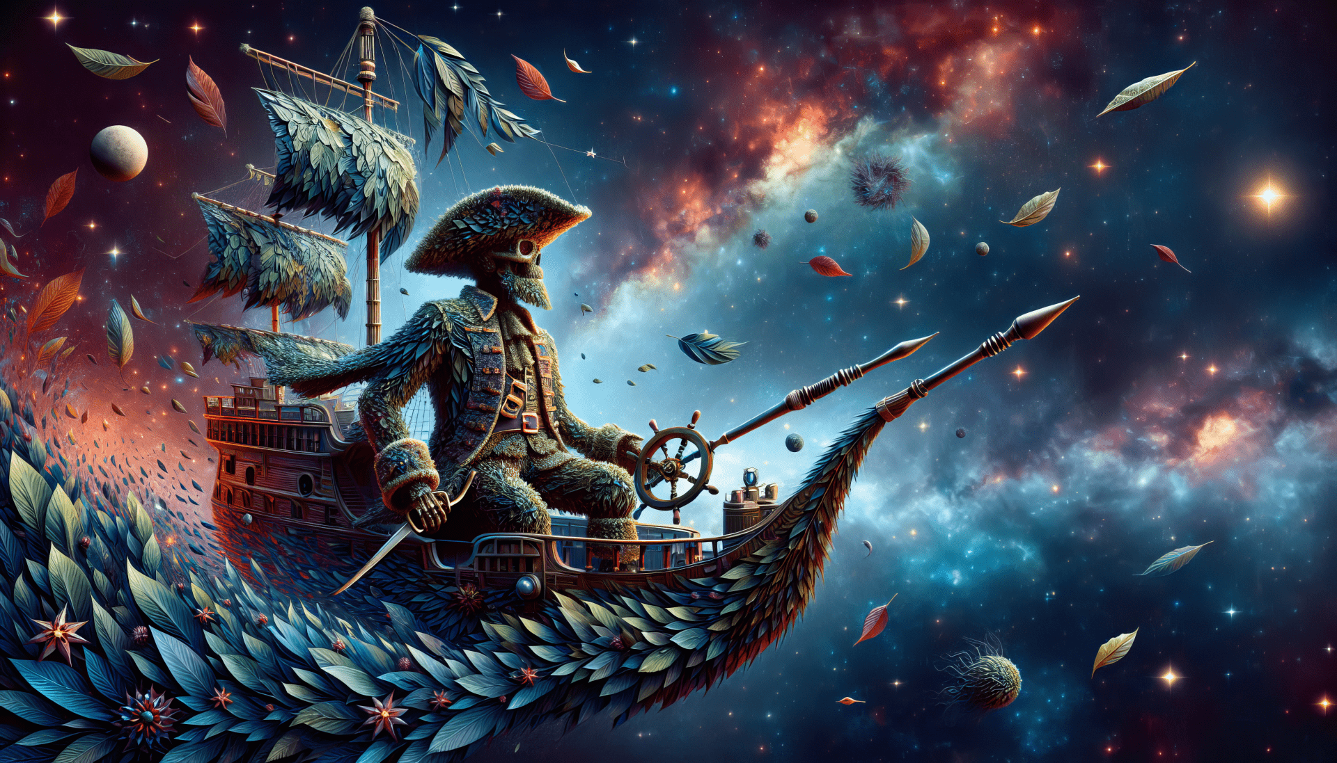 1920x1097 Cosmic Buccaneer Odyssey. HD Space Pirate Wallpaper