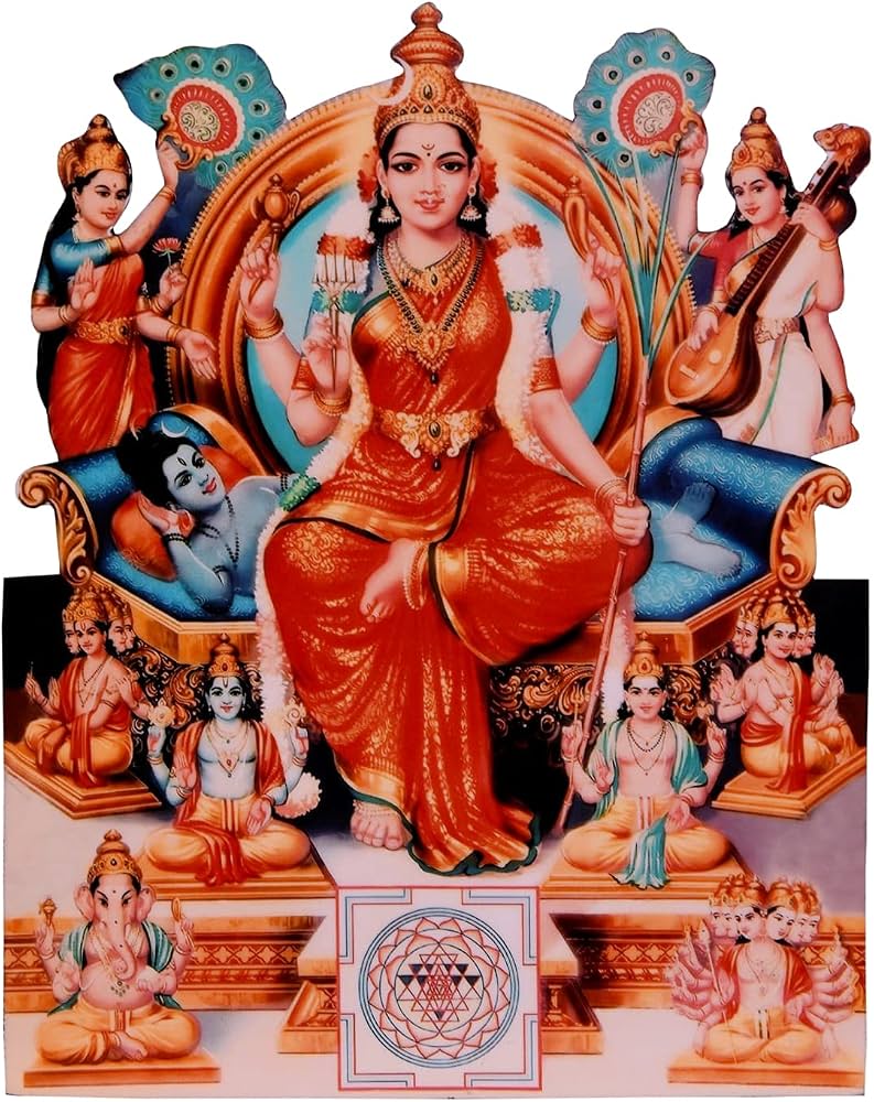 793x1000 Amazon.com [Big Size] Goddess Sri Lalitha Tripura Sundari Raja Rajeswari Divine Holy Blessing Wood And Plastic Statue Photo Frame Cutout With Back Stand (Size 6.5 Inch X 8 Inch)- Multicolor