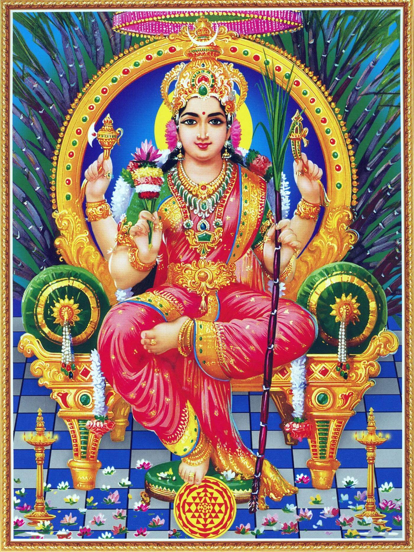1400x1867 Rajarajeshwari Lalita Tripura Sundari Goddess Painting by Tallenge Store. Buy Posters, Frames, Canvas & Digital Art Prints. Small, Compact, Medium and Large Variants