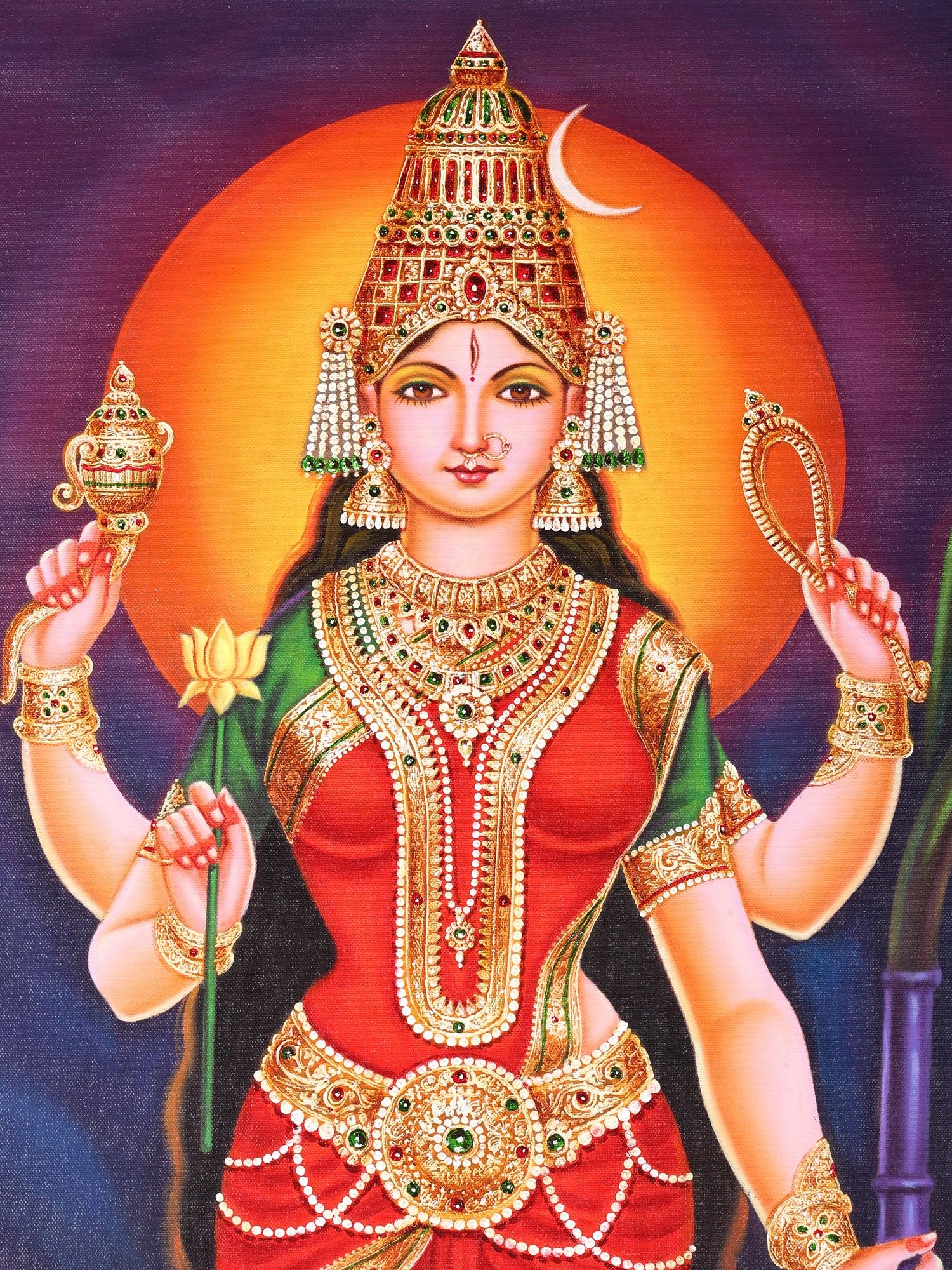 1500x2000 Goddess Maha Tripura Sundari (Lalita). Oil Painting. Exotic India Art