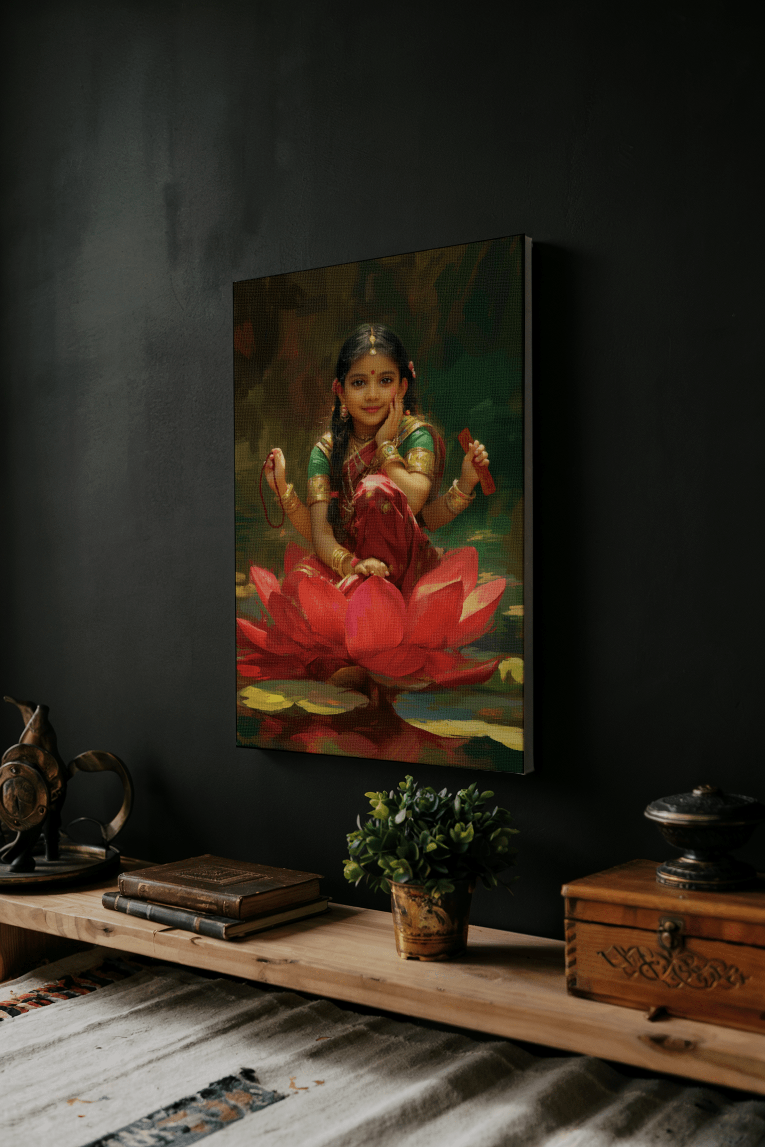 1536x2304 Bala Tripura Sundari Digital Painting on Canvas