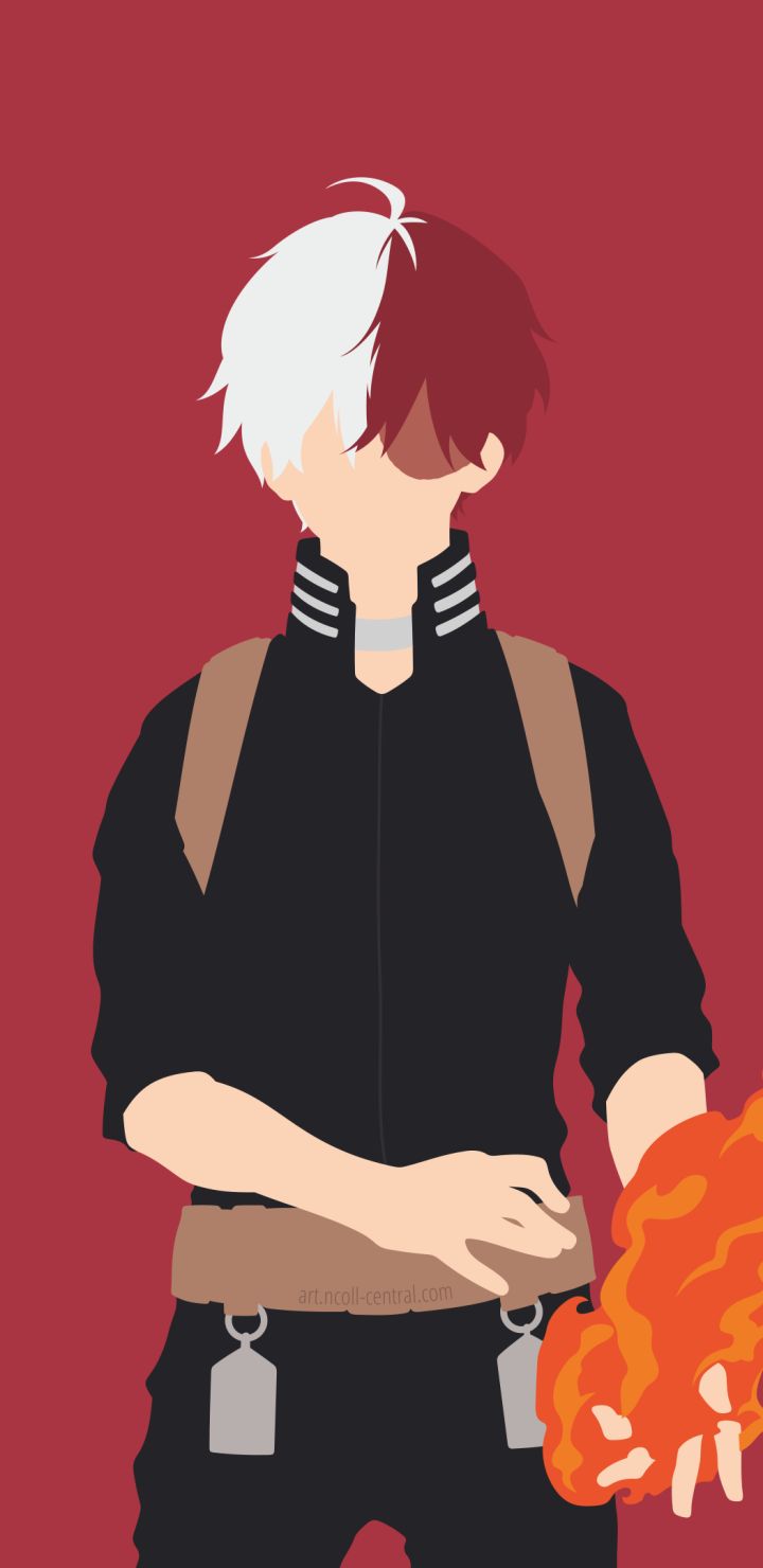720x1480 Phone wallpaper: Anime, My Hero Academia, Minimalist, Red Hair, White Hair, Shoto Todoroki, Two Toned Hair 1149261