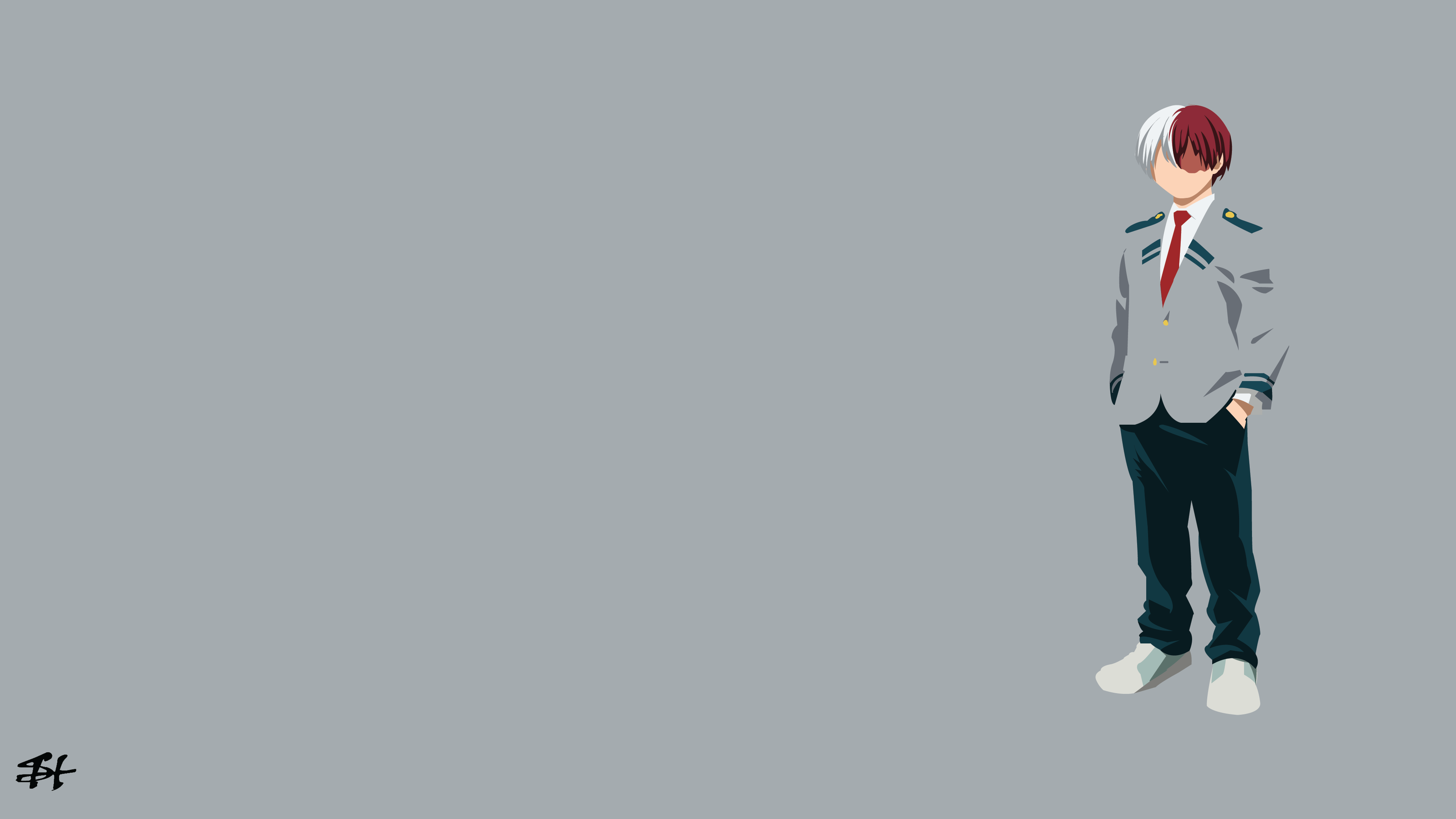 3840x2160 Minimalist 4K Ultra HD Wallpaper of Shoto Todoroki Hero Academia