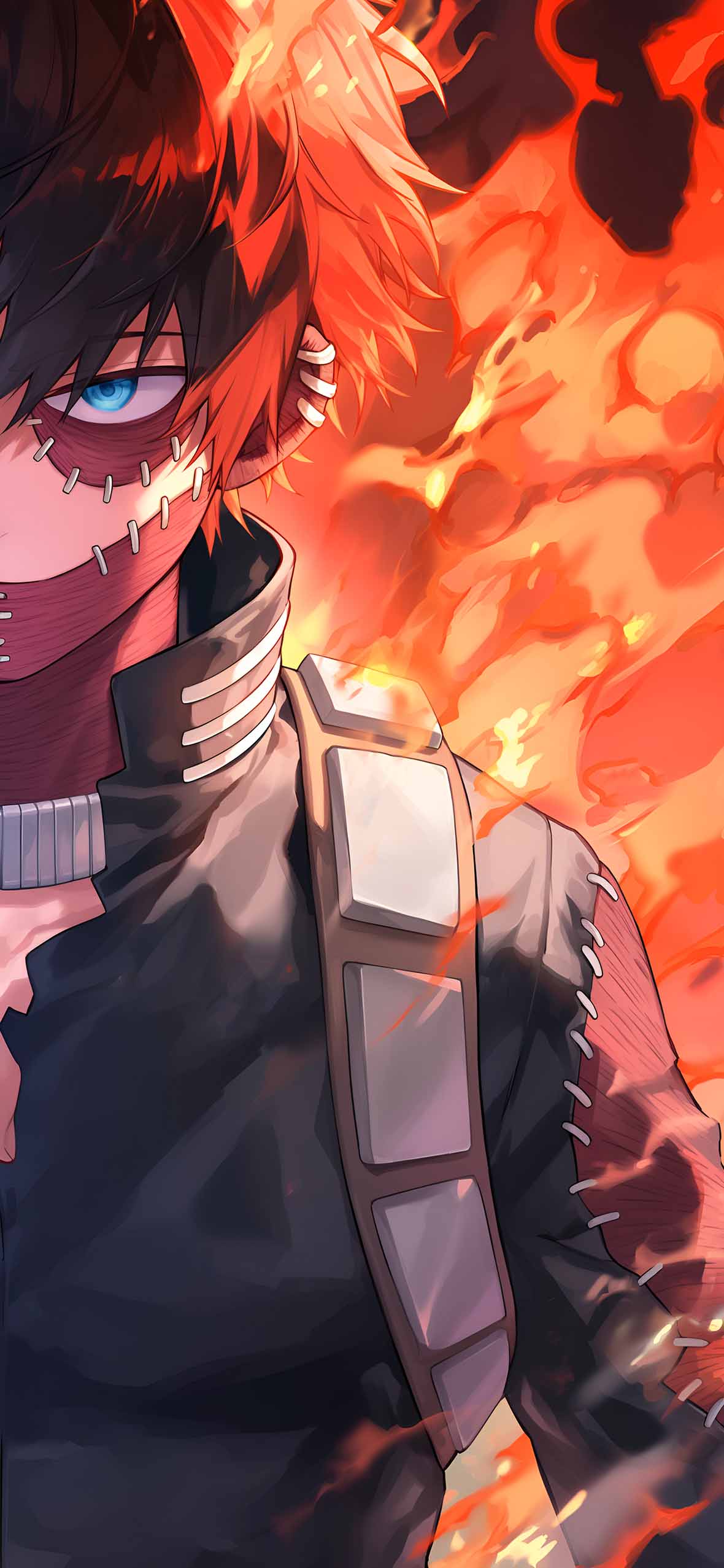 1180x2554 MHA Shoto Todoroki Fire and Ice Matching Wallpaper
