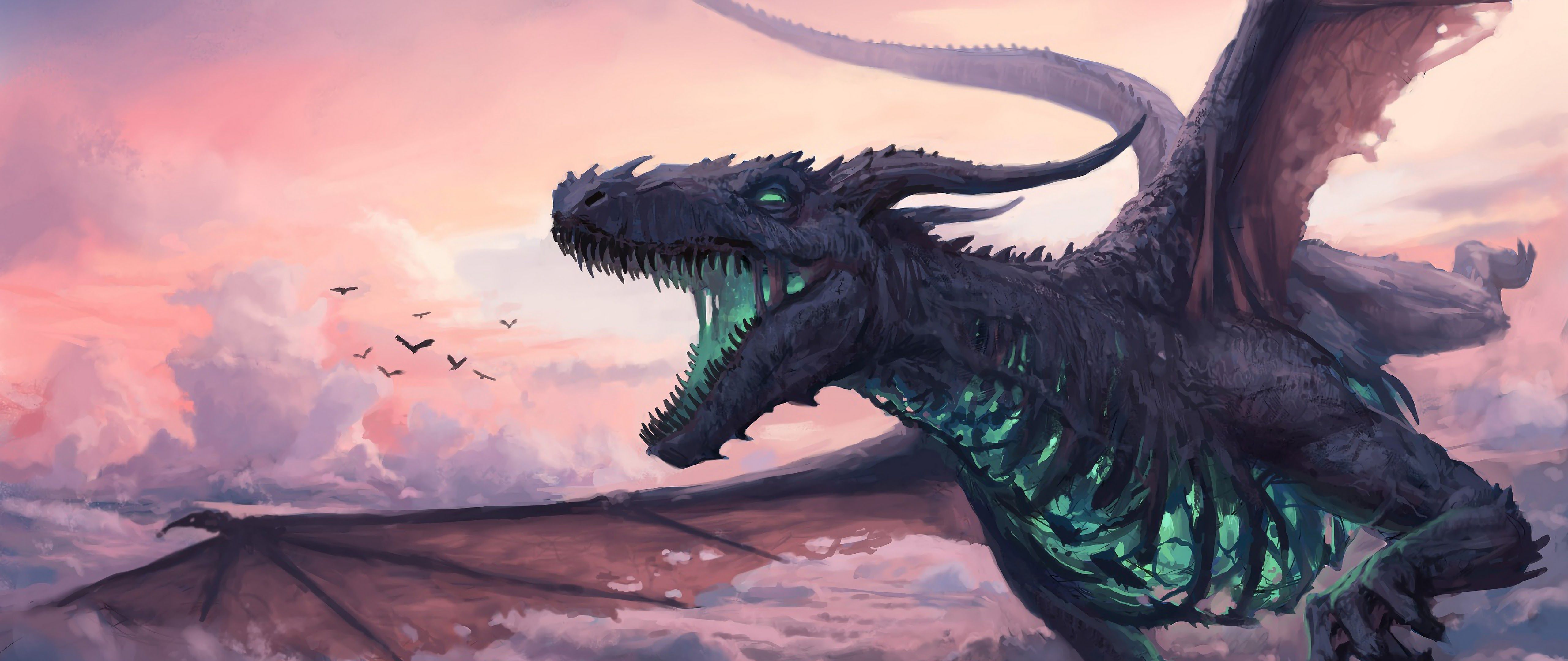 5120x2160 Dragon Fantasy 4K Wallpaper HD