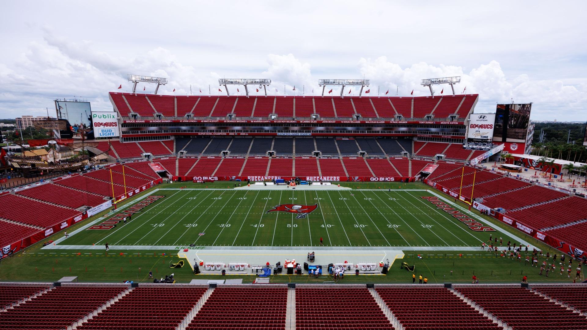 1920x1080 Raymond James Stadium damage: Hurricane Milton floods Buccaneers field overnight