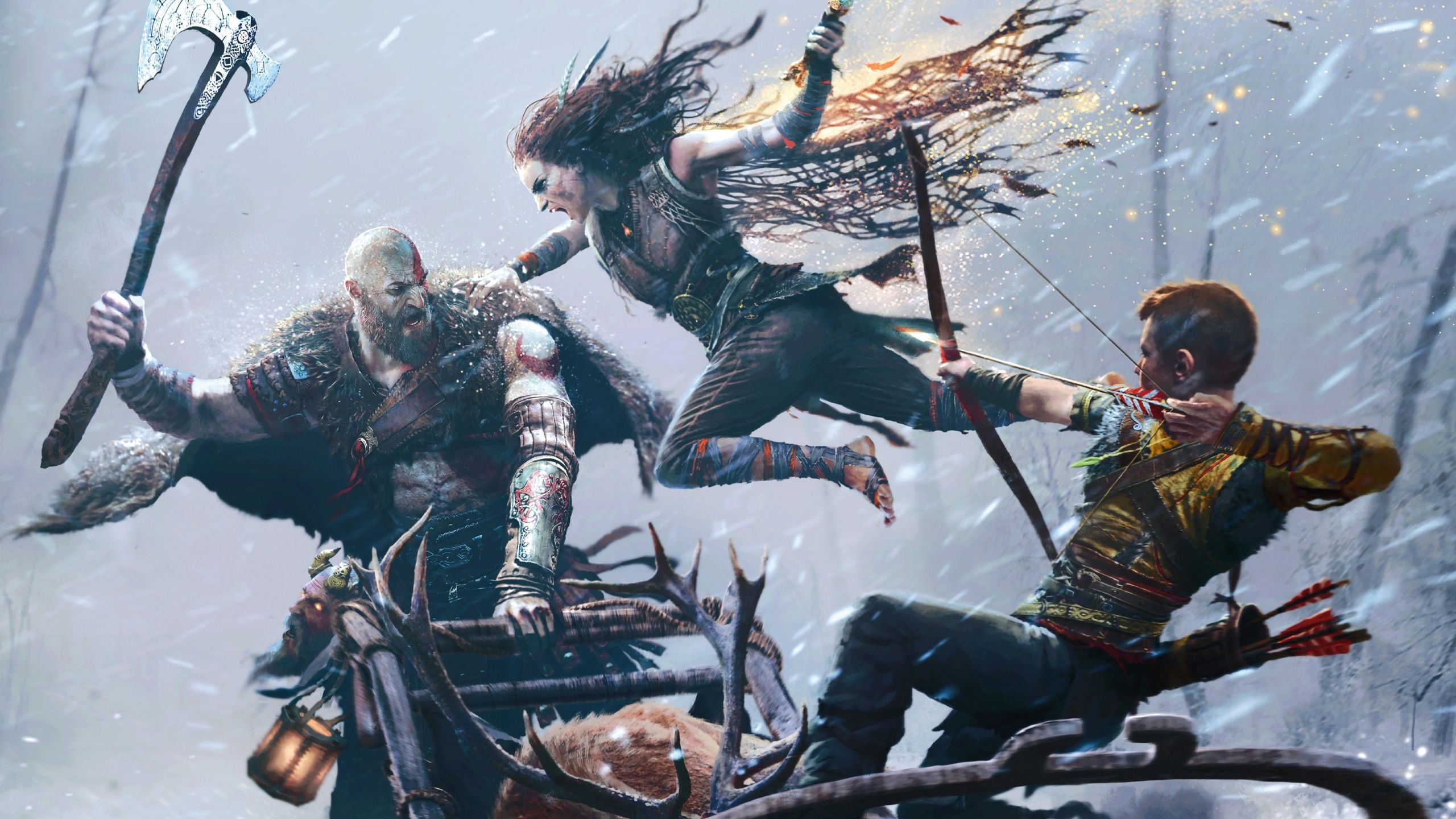 2560x1440 God of War Ragnarök Wallpaper 4K, PlayStation Kratos, Freya