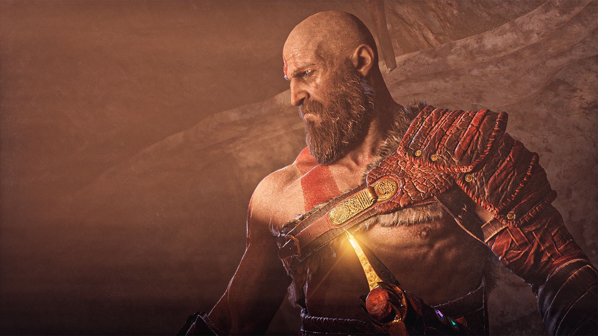 1920x1080 Wallpaper Ragnarok, weapon, Kratos, God of War, snow, blow, man, boy for mobile and desktop, section игры, resolution 1920x1080