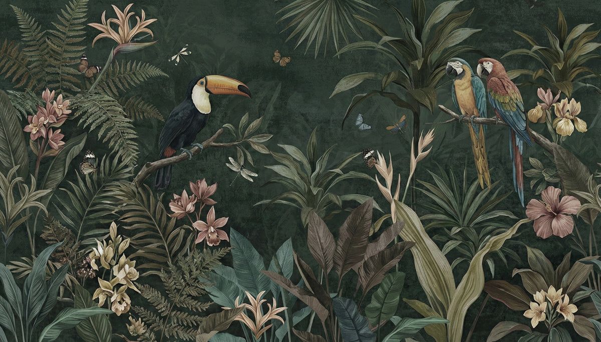 1200x683 Jungle Paradise Tropical Forest Mural Wallpaper