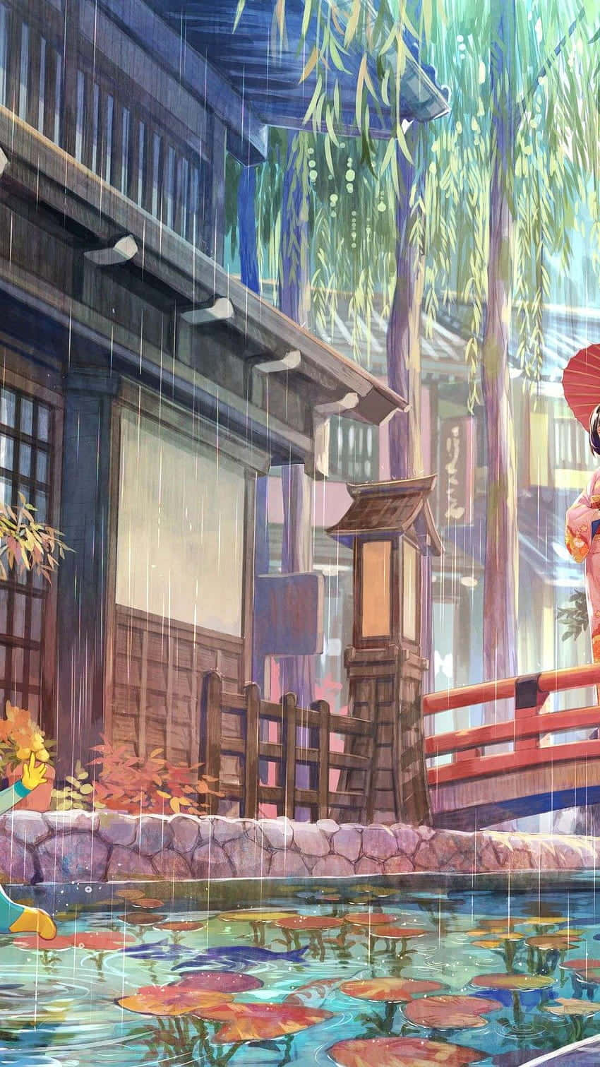850x1511 Baixe Papéis de Parede do Casatradicional Do Japão Anime Could Be A Potential Option For A Computer Or Mobile Wallpaper That Features A Traditional Japanese Home Set In An Anime