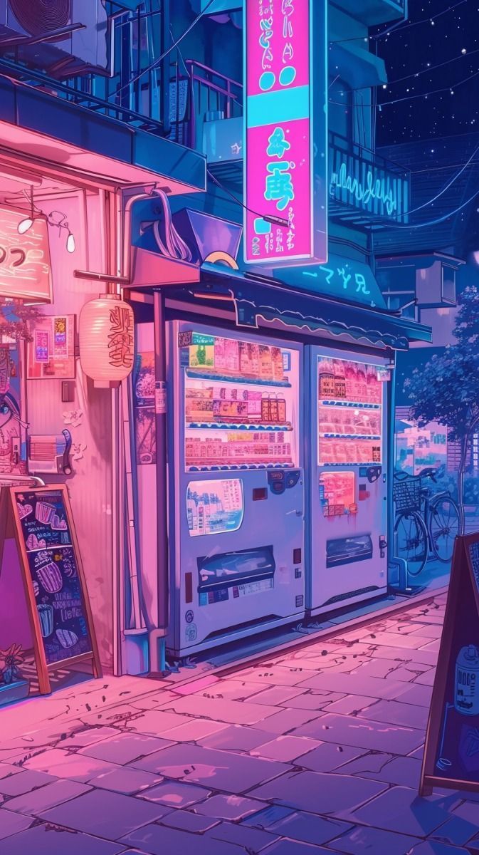 673x1200 Neon Street Scene Art Tutorial. Lo fi background, Retrowave japan background, Lofi chill wallpaper