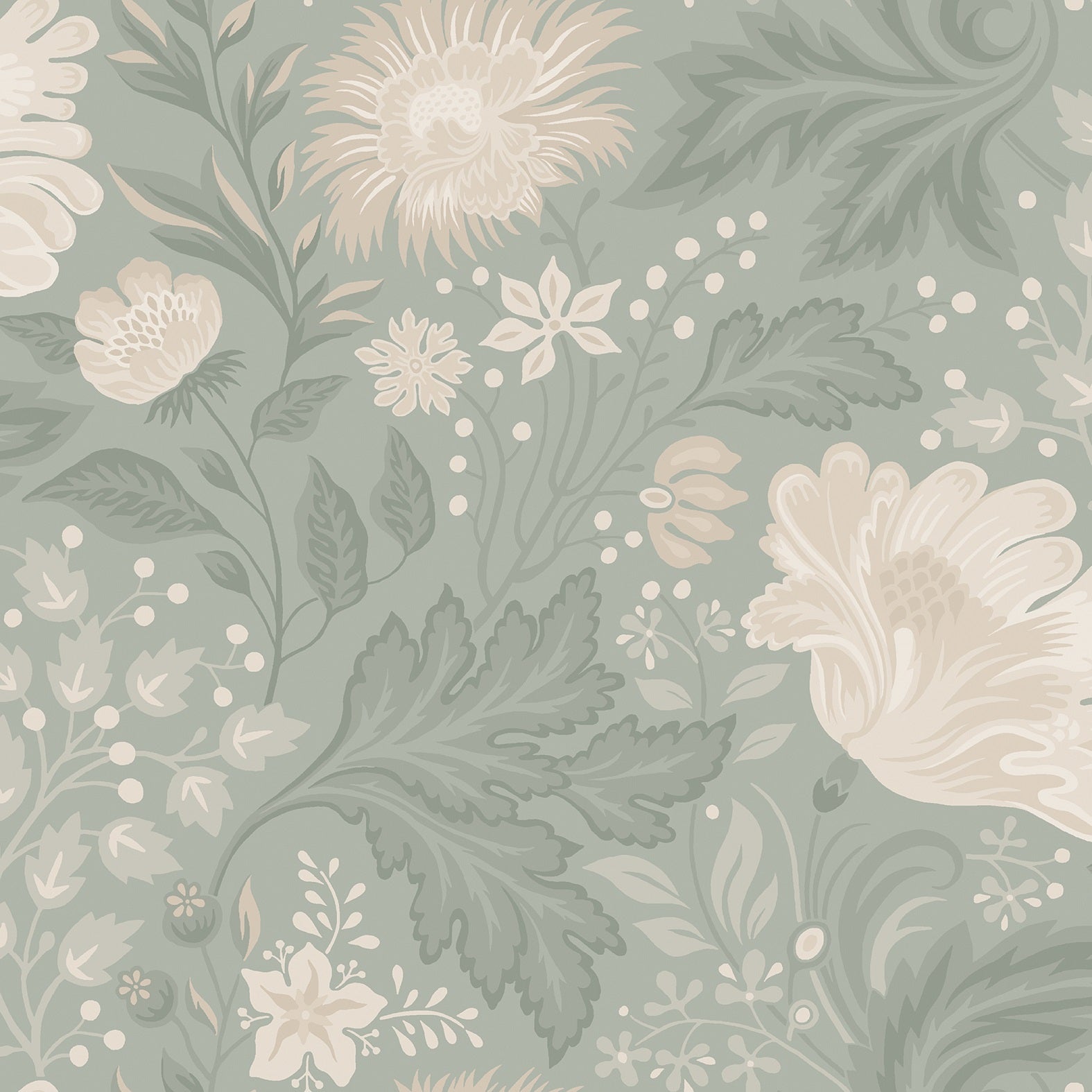 1575x1575 Sandberg Ava Wallpaper Green Dalaro II Collection