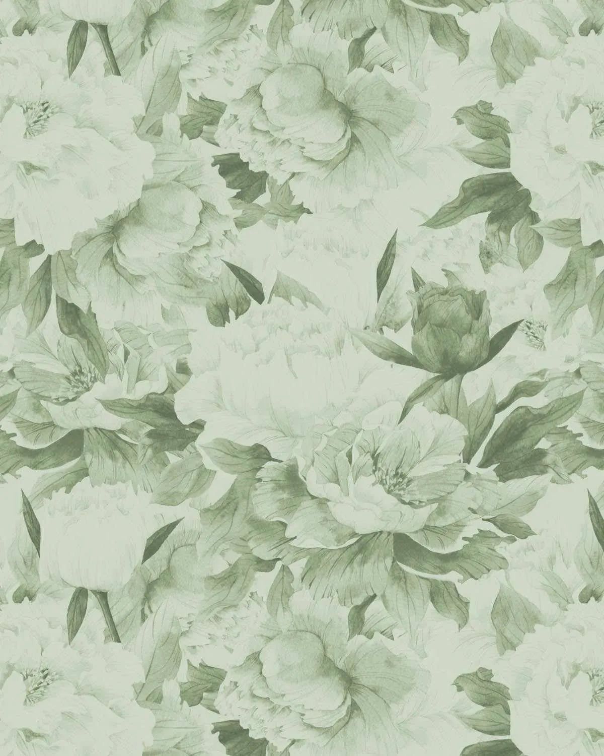 1200x1500 Shop Sage Green Garden Australian Made Subtle Floral Wallpaper Online
