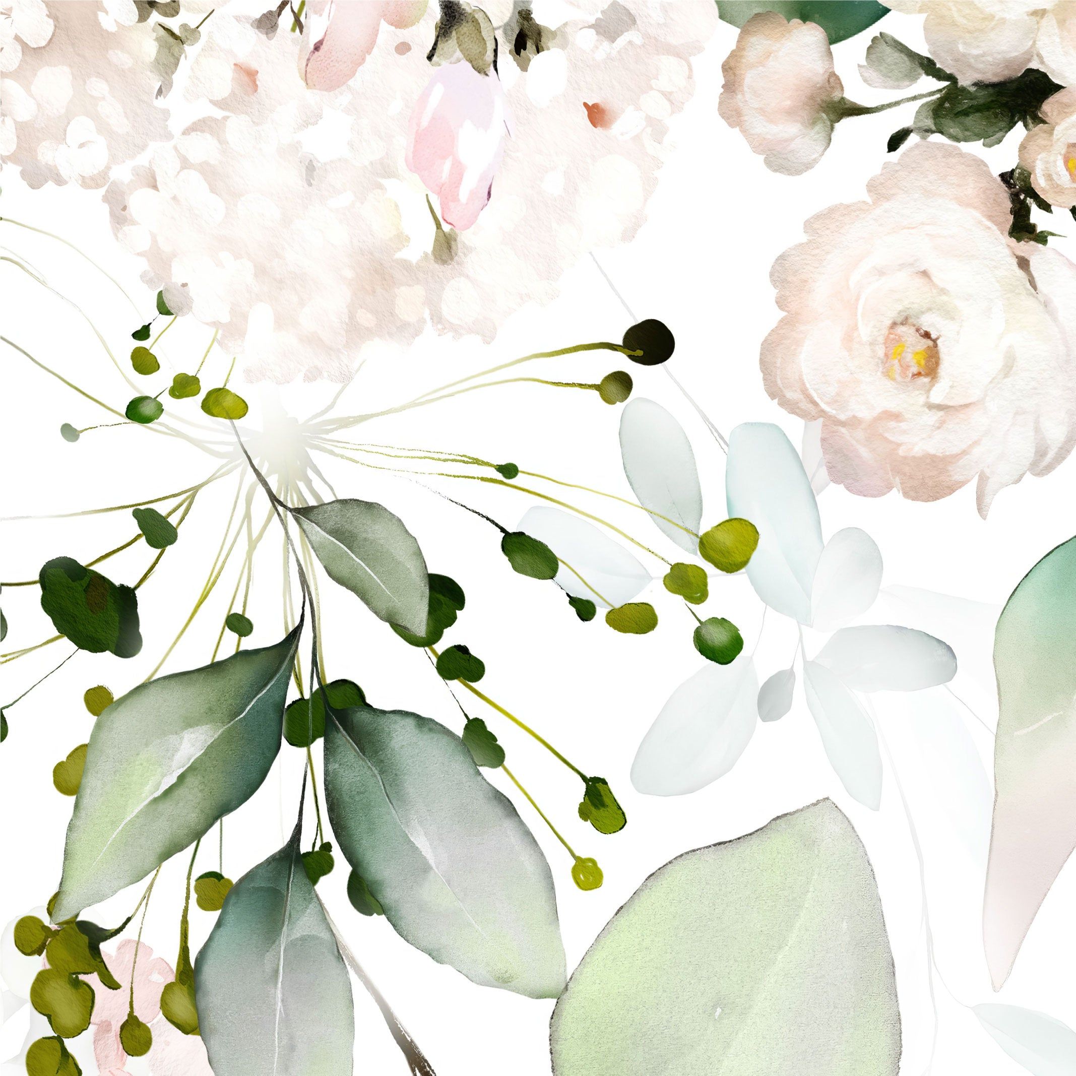 2135x2135 Sage Green Botanical Mural: Peel and Stick Removable Wallpaper for Bedrooms, Nurseries, and Living Rooms