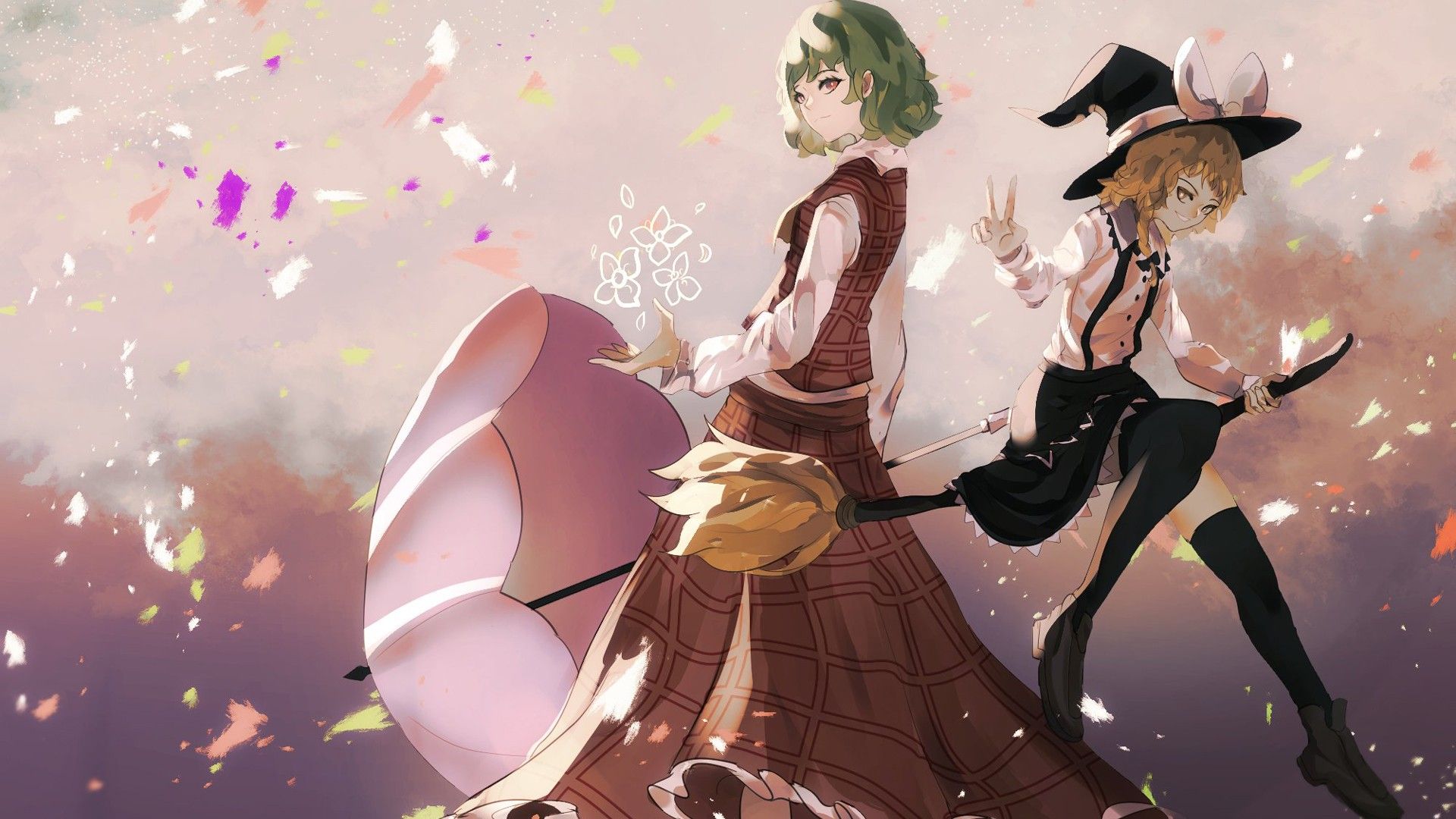 1920x1080 Marisa Kirisame Yuuka Kazami Touhou HD Anime Girl Wallpaper