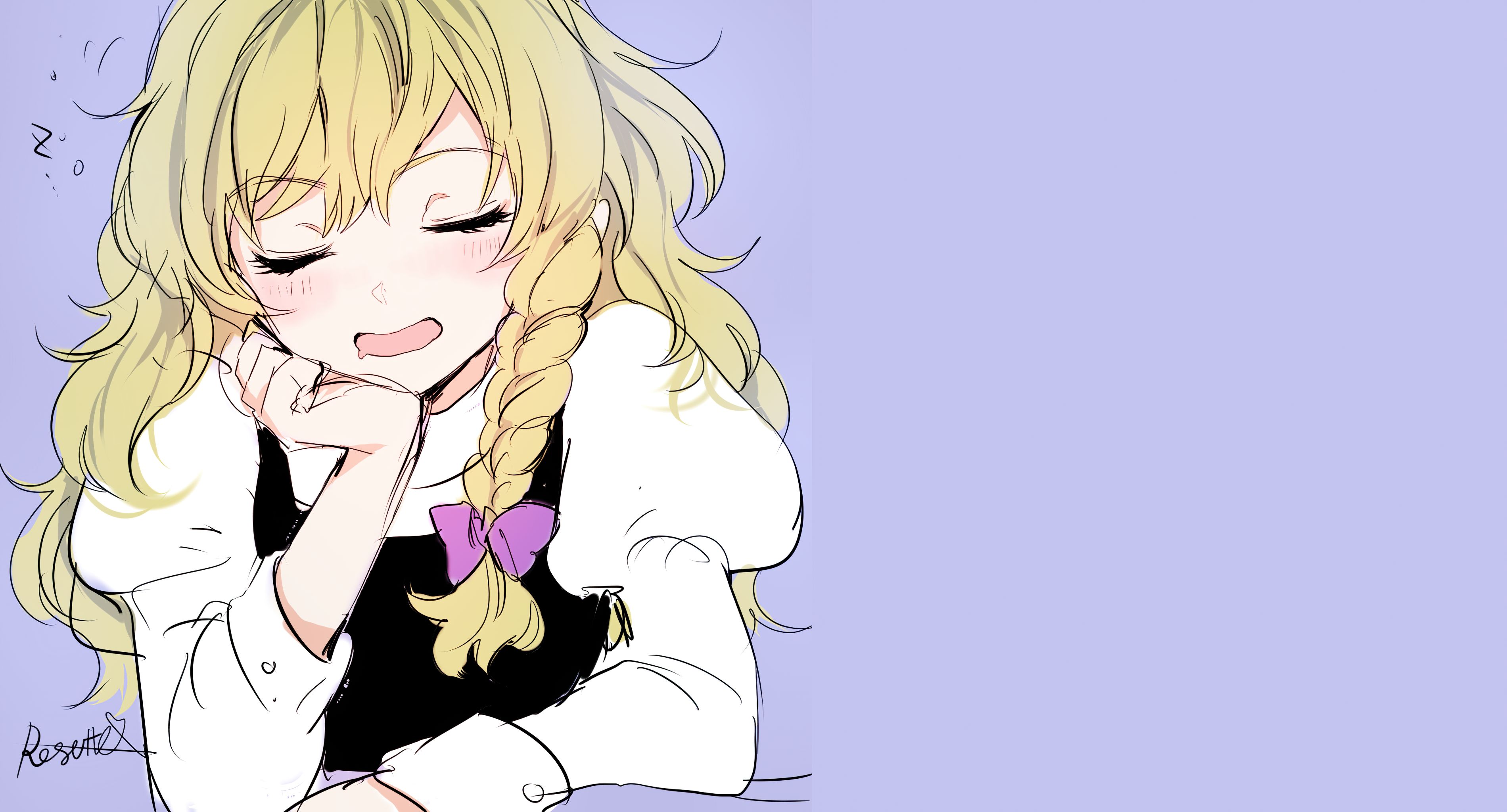 3800x2048 Desktop wallpaper: Anime, Touhou, Blonde, Blush, Face, Marisa Kirisame 4K free download for PC. 890239