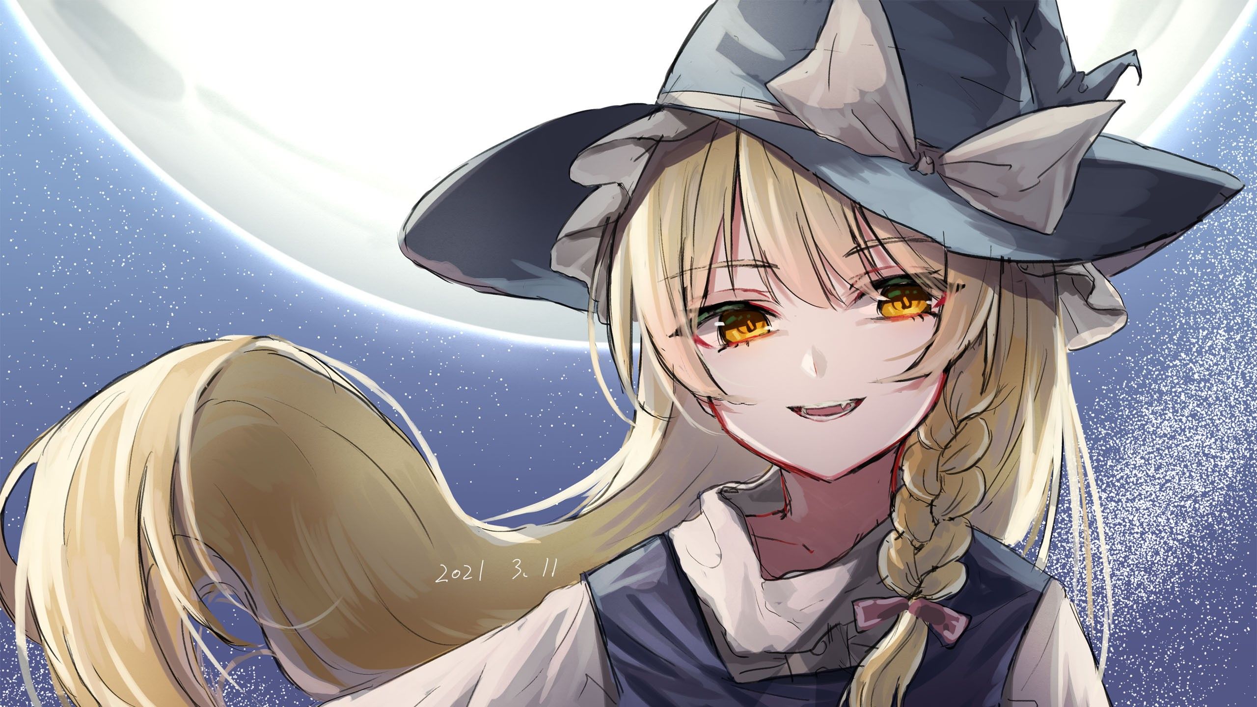 2560x1440 Yellow Eyes Marisa Kirisame HD Touhou Wallpaper