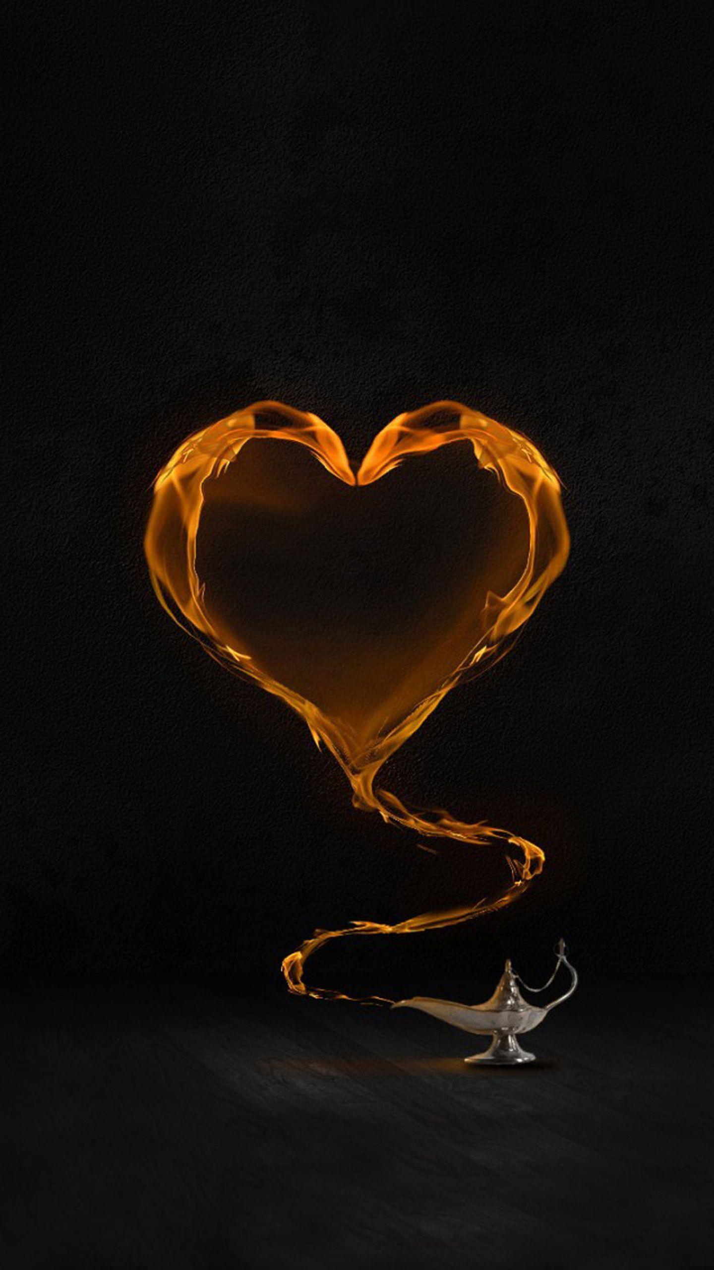 1440x2560 Black Back. Heart wallpaper