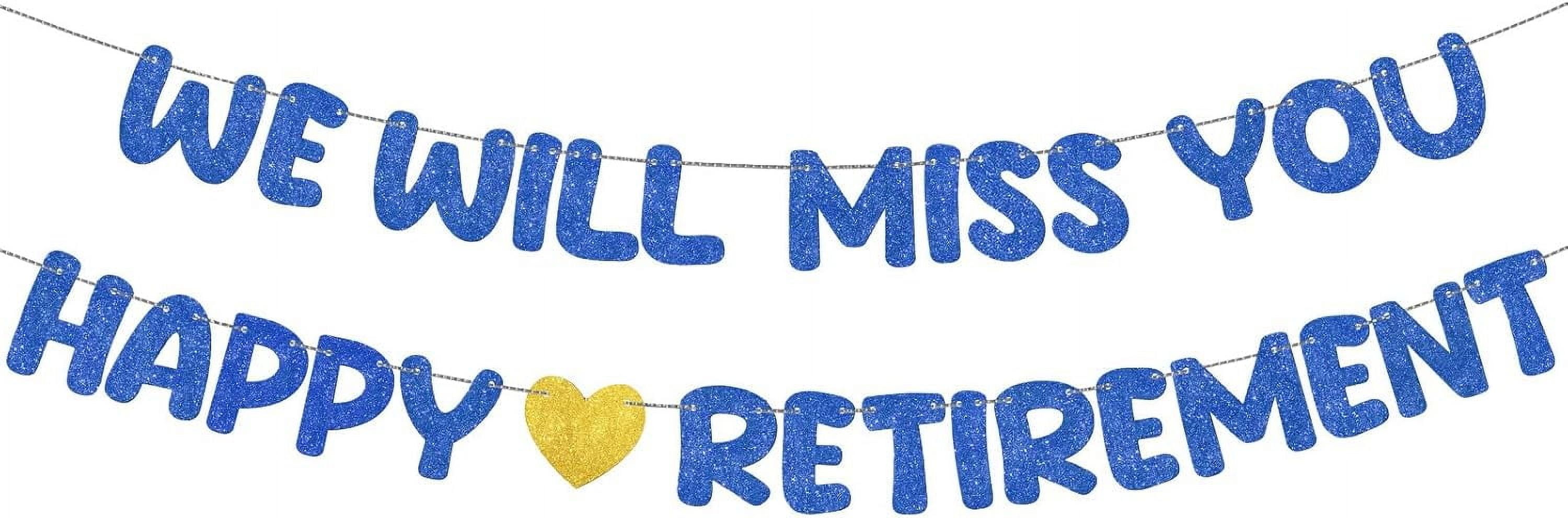 3000x992 Pre Strung Happy Retirement and We Will Miss You Banner Bunting Retirement Party Decorations Goodbye Party Banner for Men Women Going Away Army Farewell Gift(Navy Blue)
