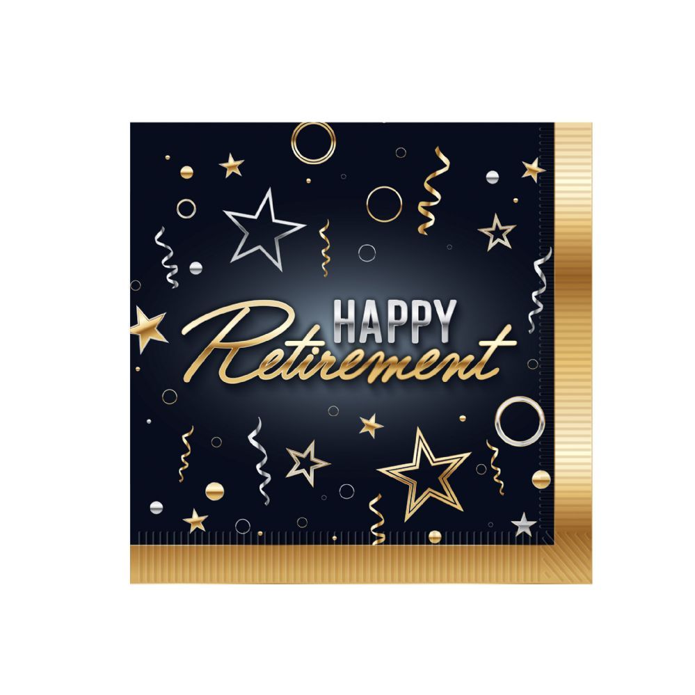 999x999 pieces Happy Retirement Beverage Napkins Paper Goods
