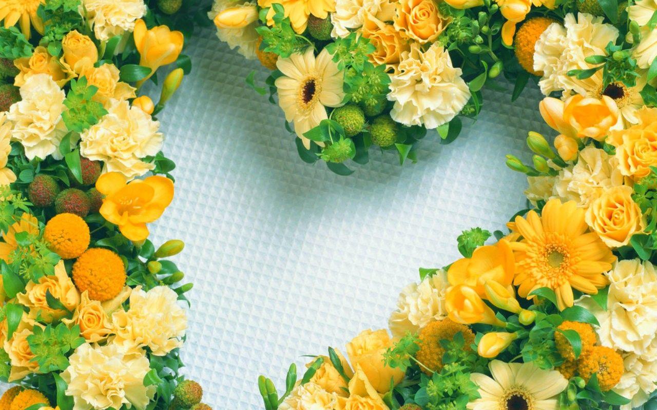 1280x800 Yellow Heart Flowers Wreaths Wallpaper Flower HD For