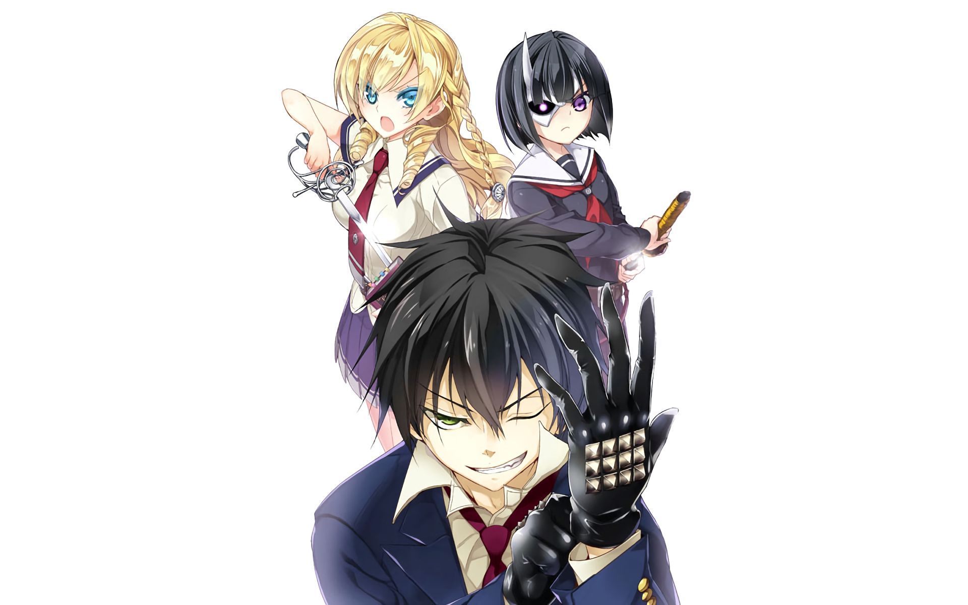 1920x1200 Desktop wallpaper: Anime, Armed Girl's Machiavellism, Busou Shoujo Machiavellianism, Fudou Nomura, Mary Kikakujou, Rin Onigawara 4K free download for PC. 814982
