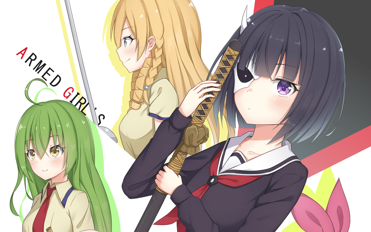 1200x750 Anime girls busou shoujo machiavellianism onigawara rin Playmat Game Mat Desk