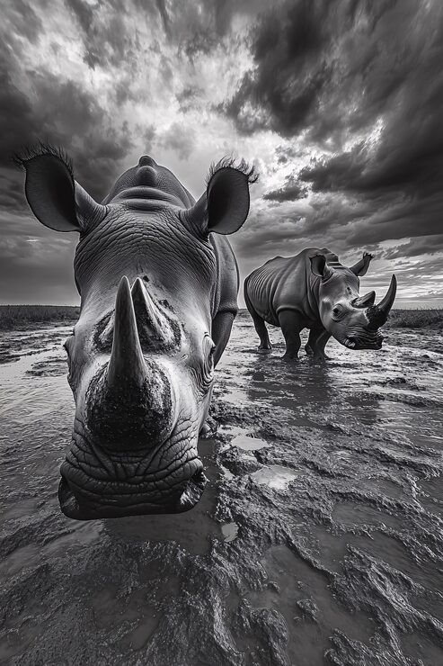 493x740 West african black rhino Image