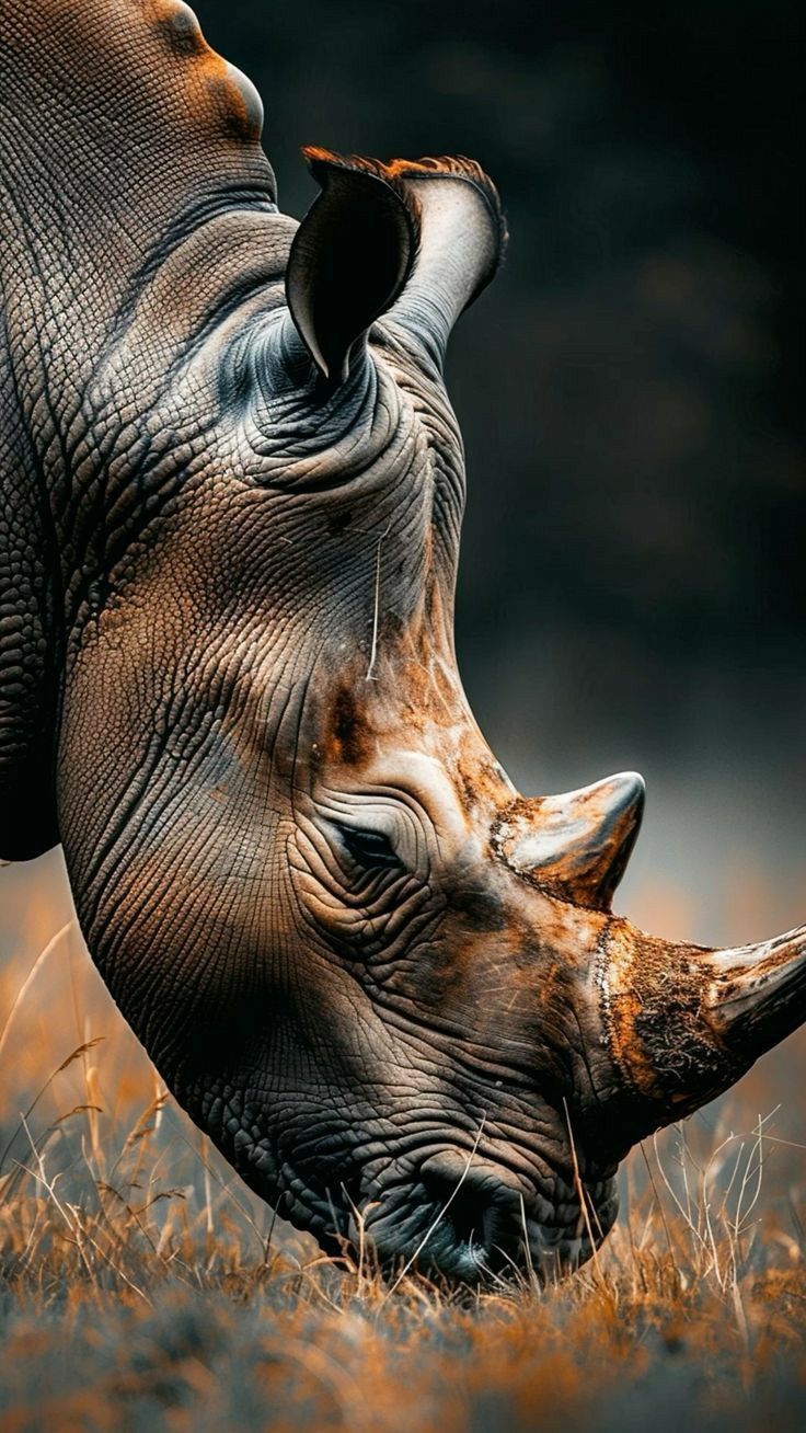 736x1308 Rhinoceros Eating Grass. Nature photography rhino birds, Rhinoceros photography, Wildlife art