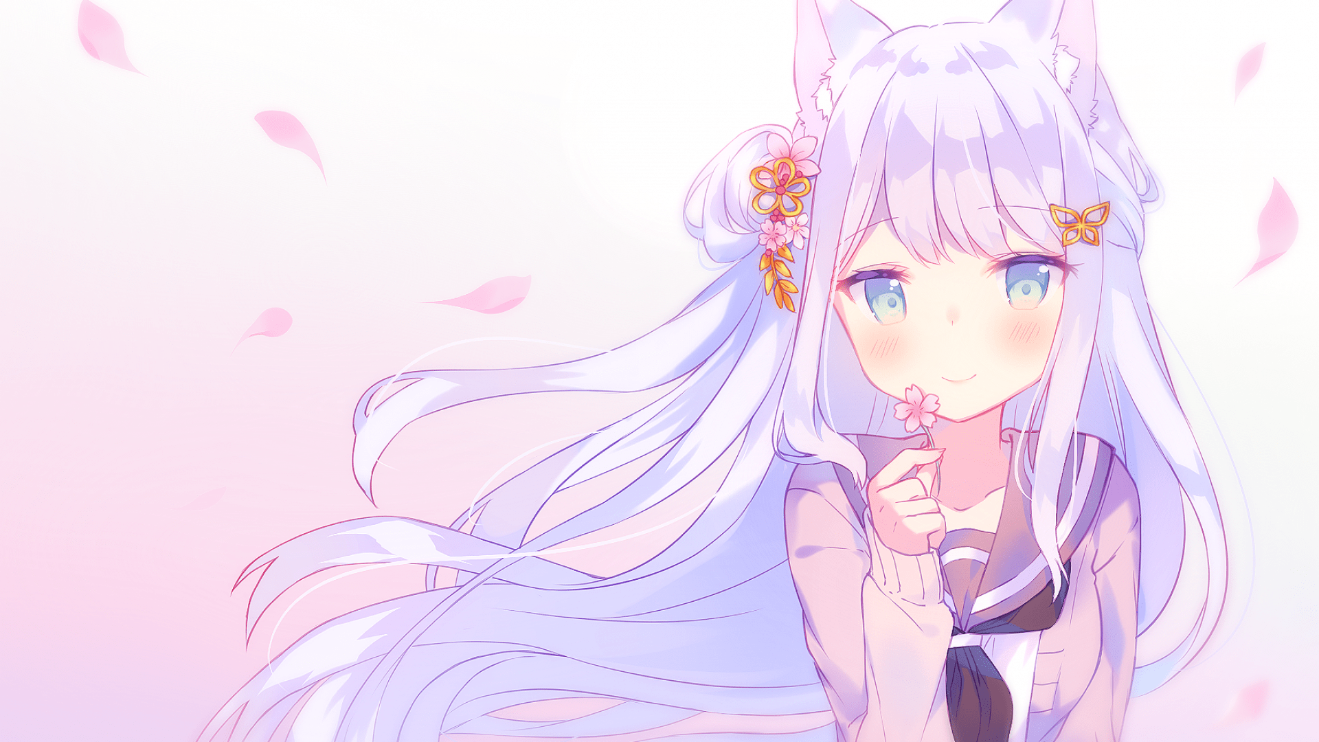 1920x1080 Download 1920x1080 Anime Cat Girl, Cute, Loli, Long Hair, Animal