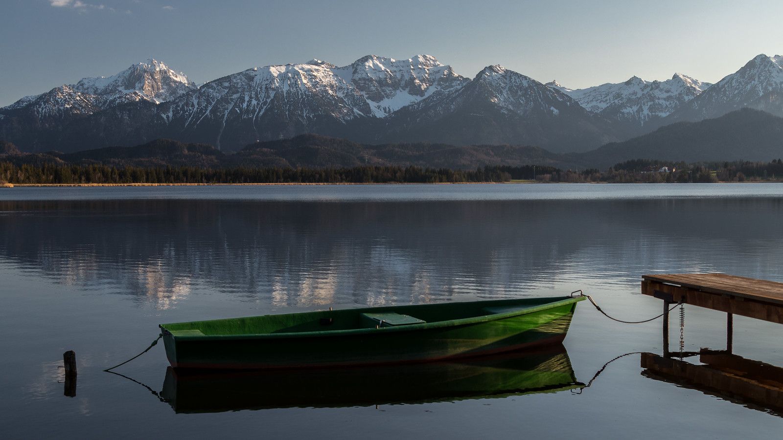 1600x900 Postcard. Hopfen Lake, Füssen, Allgäu, Bavaria, Germany Hop