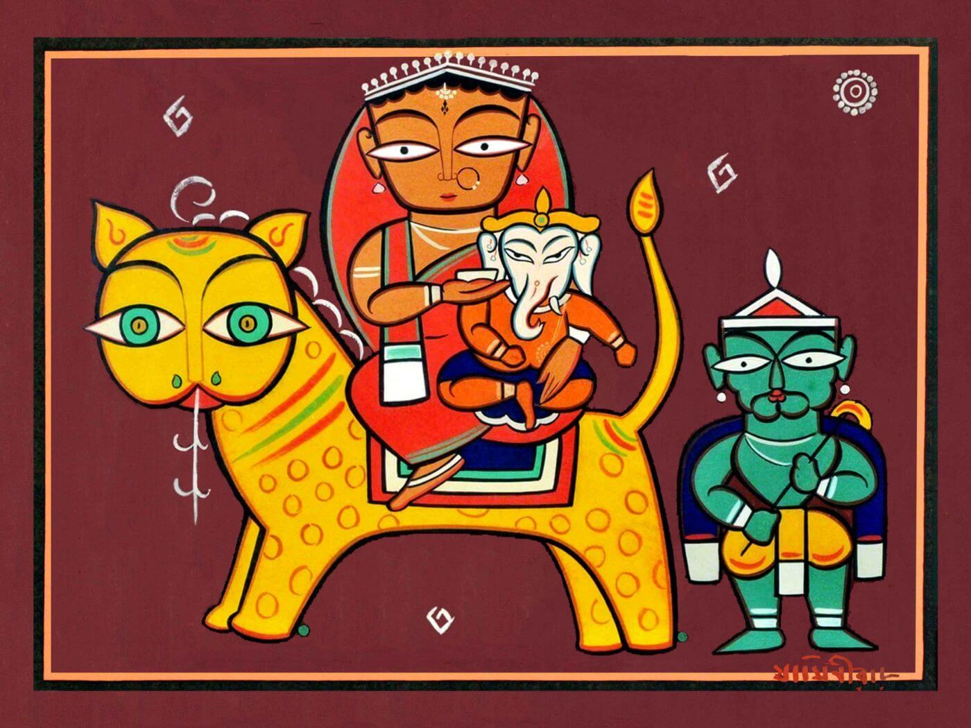 1400x1050 Goddess Durga Prints by Jamini Roy. Buy Posters, Frames, Canvas & Digital Art Prints. Small, Compact, Medium and Large Variants