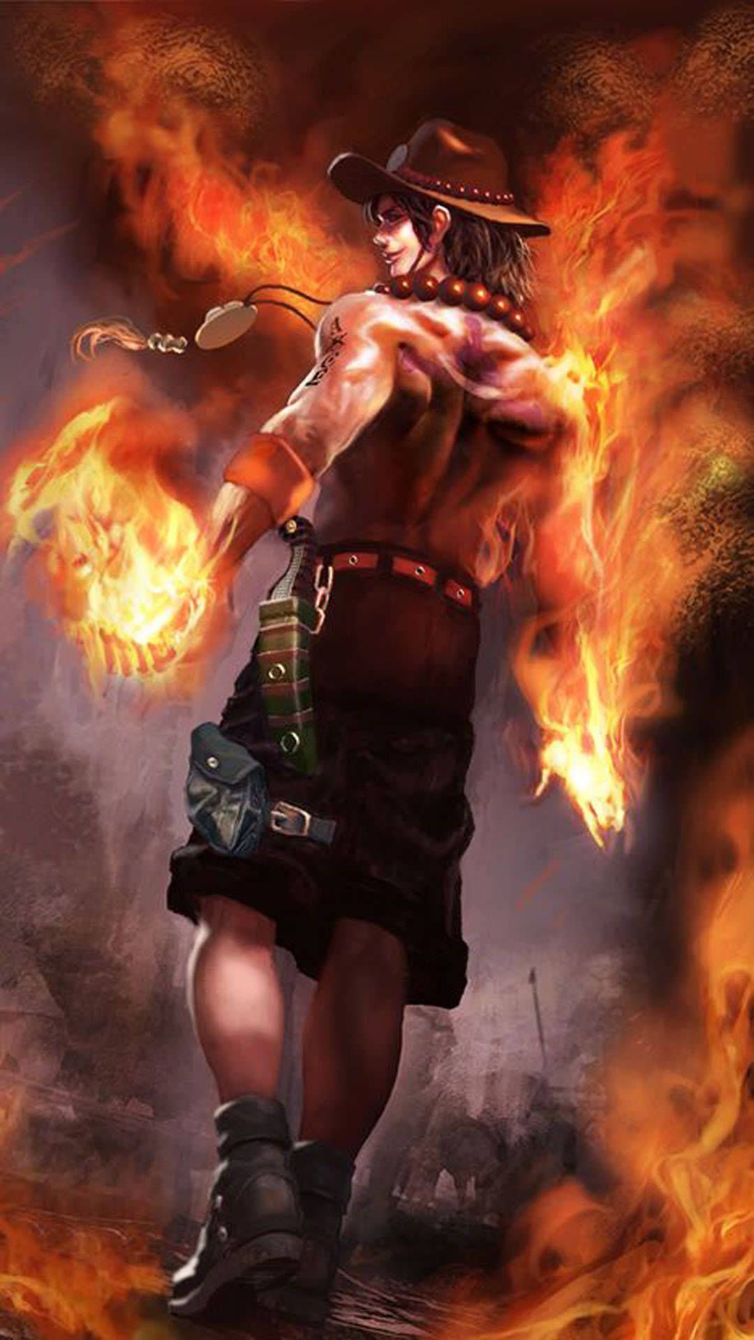 1080x1920 Download One Piece Ace Burning Hands Wallpaper