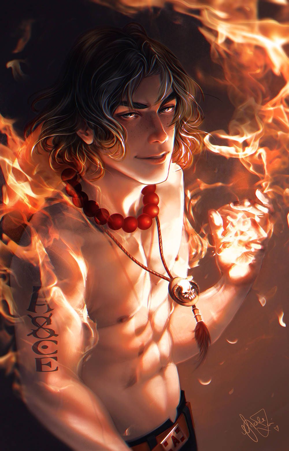 1000x1562 One Piece Ace Realistic Artwork Wallpaper