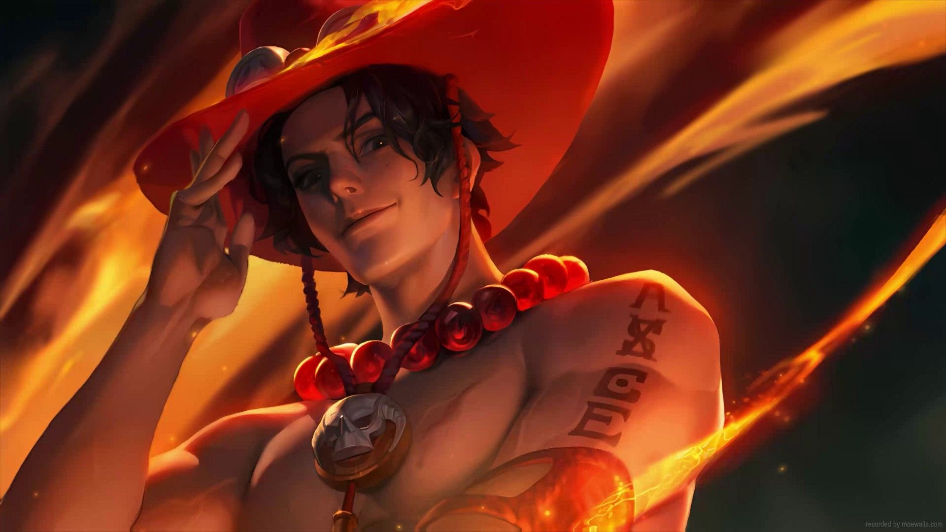 1920x1080 Ace Portgas D Cowboy Hat One Piece Live Wallpaper