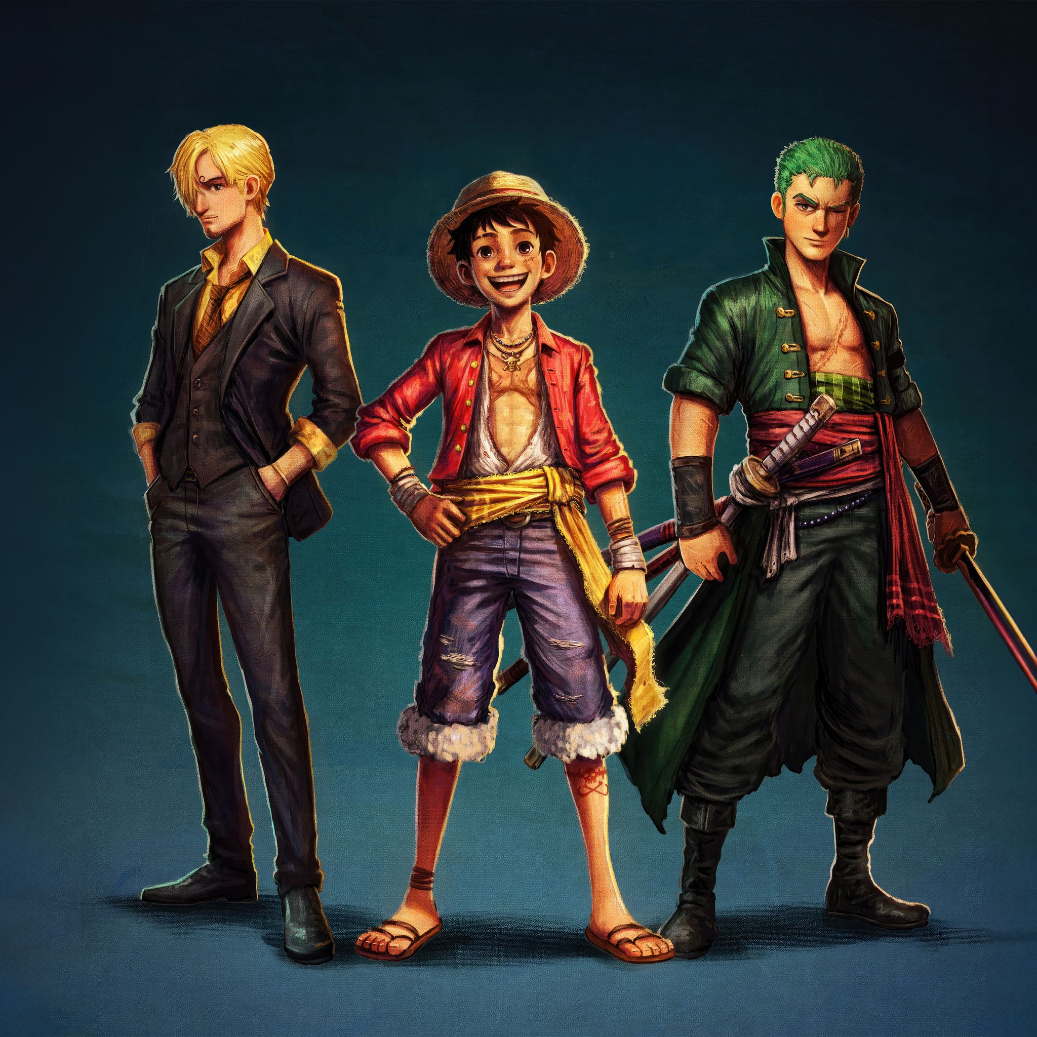 2048x2048 Monkey D Luffy Zoro And Sanji One Piece iPad Air , HD 4k Wallpaper, Image, Background, Photos and Picture