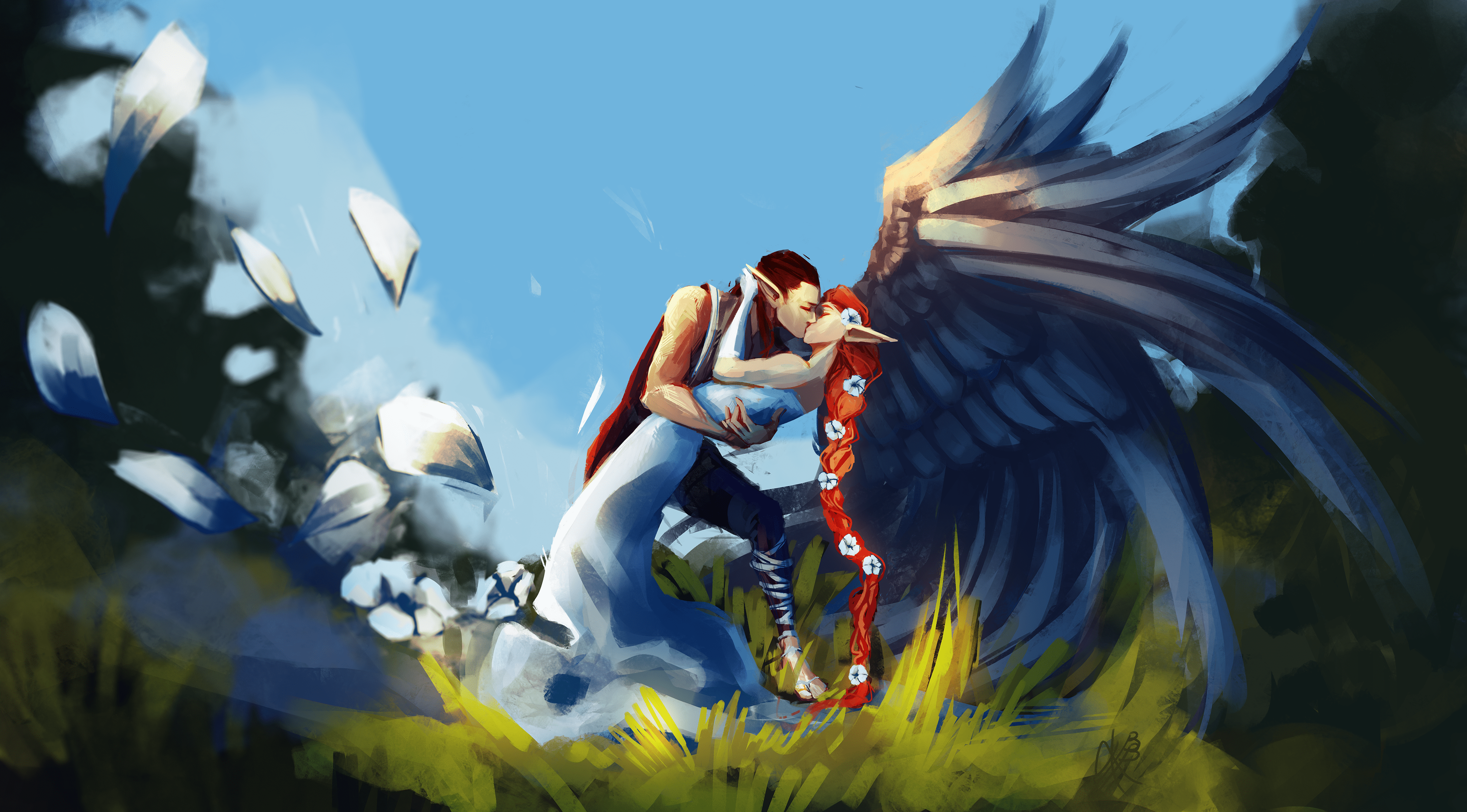 3890x2153 Spoilers C1 Keyleth and Vax Even if it has never happened. Fanart by me (Instagram: blue13beast)