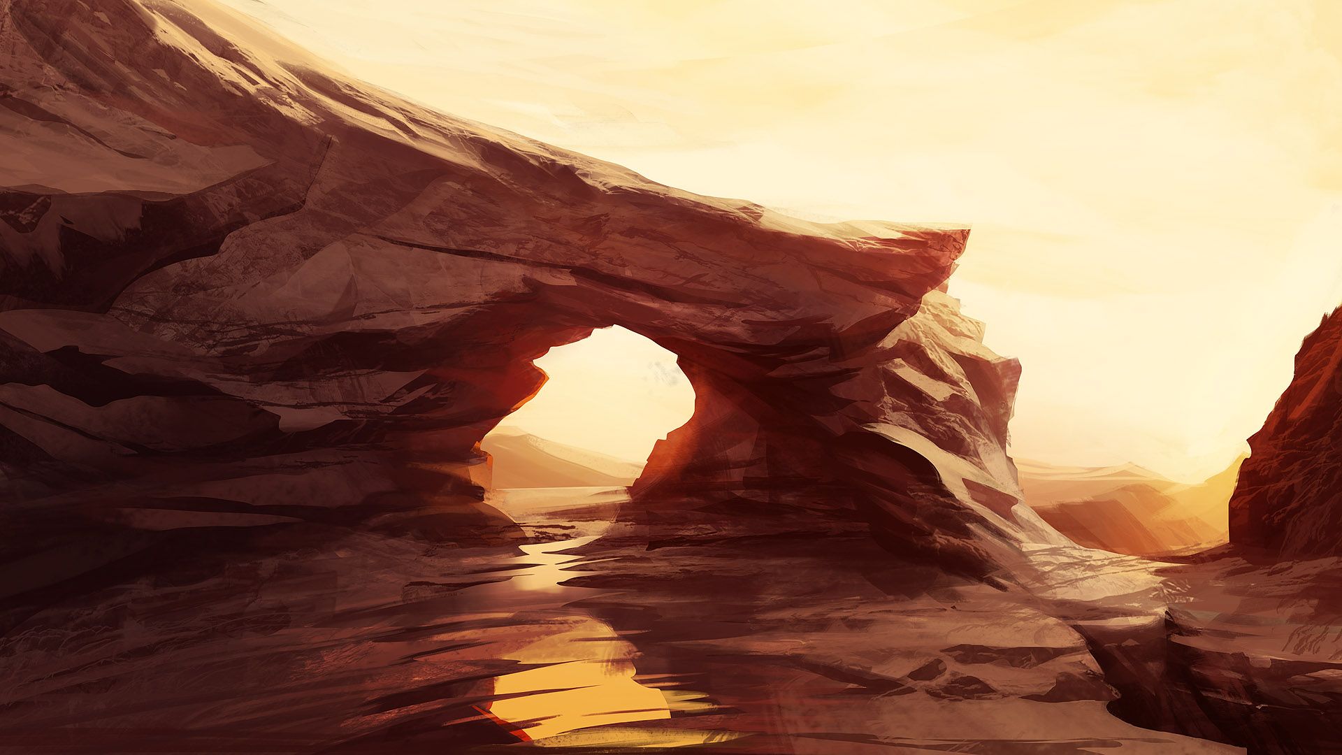 1920x1080 Desert Sunlit Arch