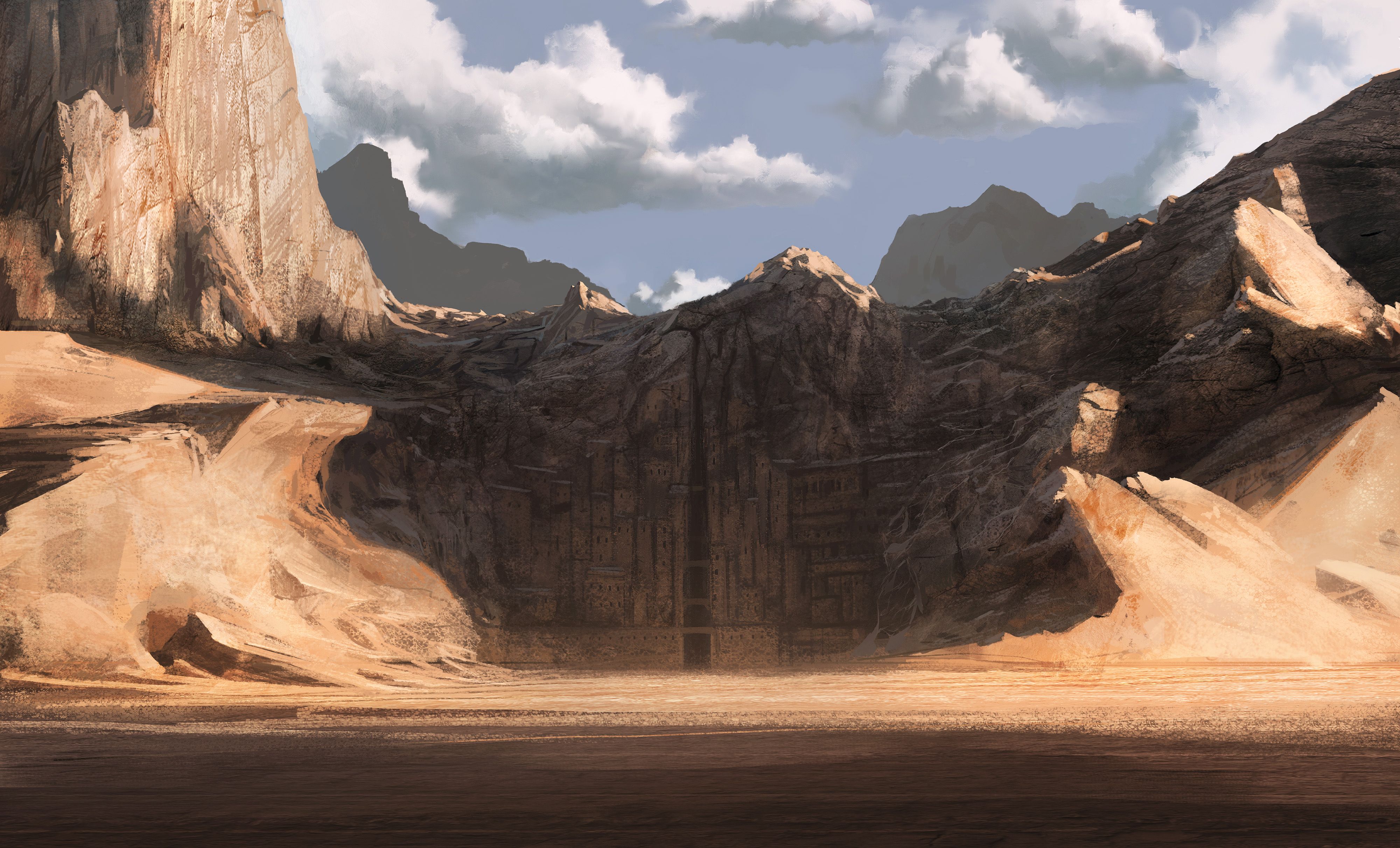 4000x2424 desert, Drawing, City Wallpaper HD / Desktop and Mobile Background