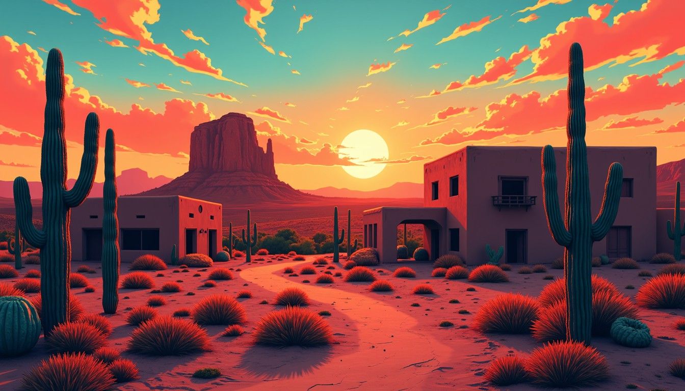 1344x768 Free Desert Spirit Sunset Image, Desert, Saguaro