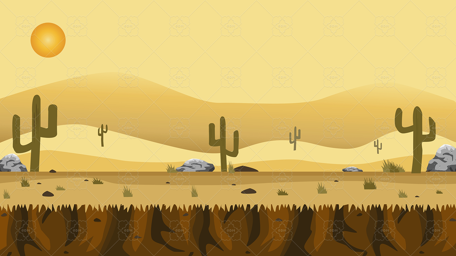 1600x900 Sunset in the desert 2d background