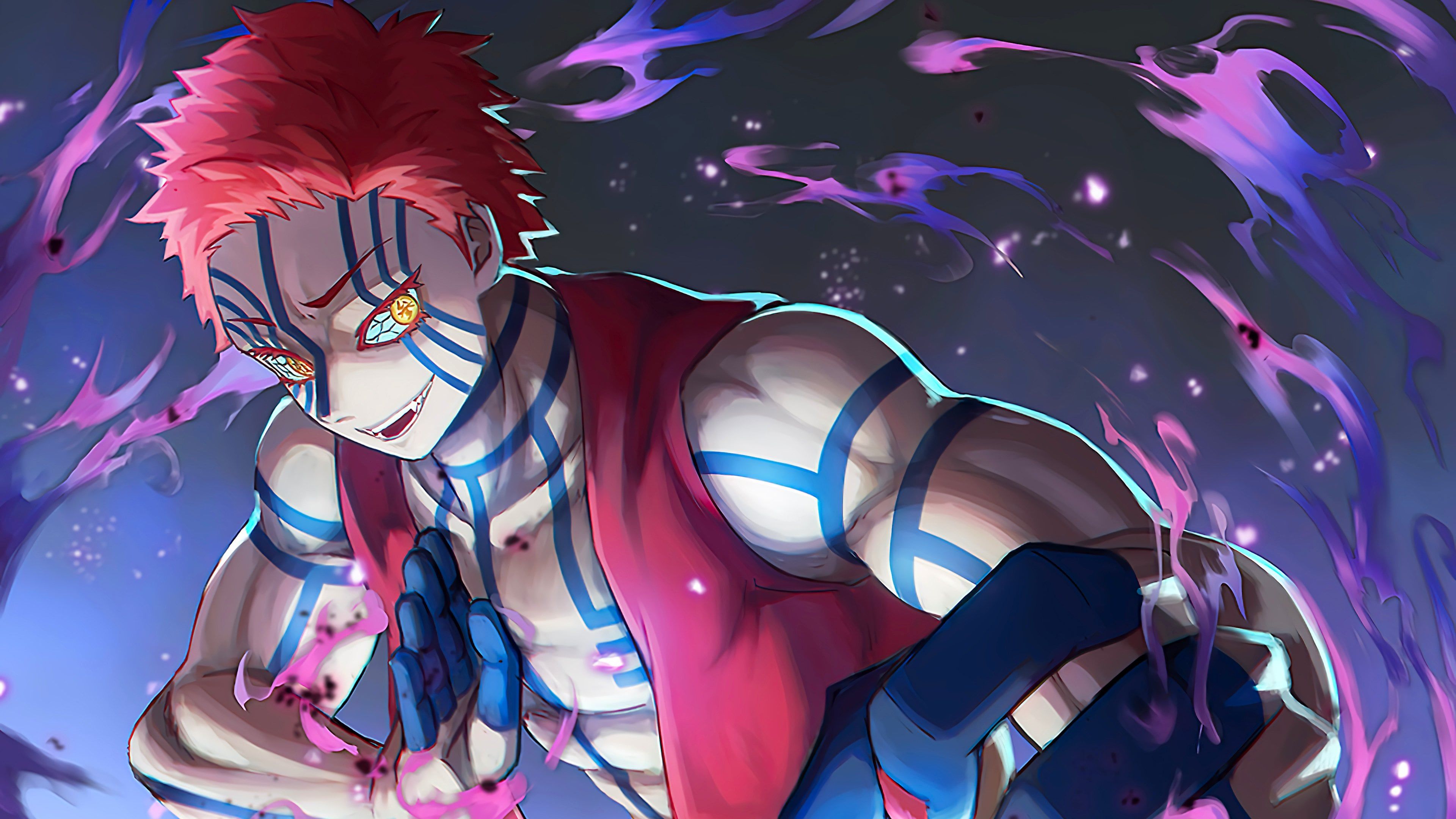 3840x2160 Akaza from Demon Slayer Anime Wallpaper 4K for Desktop