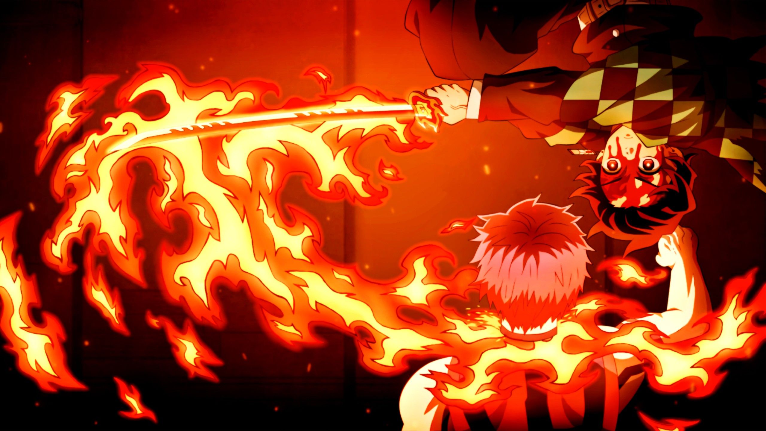 2560x1440 Akaza Tanjiro Kamado HD Demon Slayer Kimetsu no Yaiba copy Wallpaper