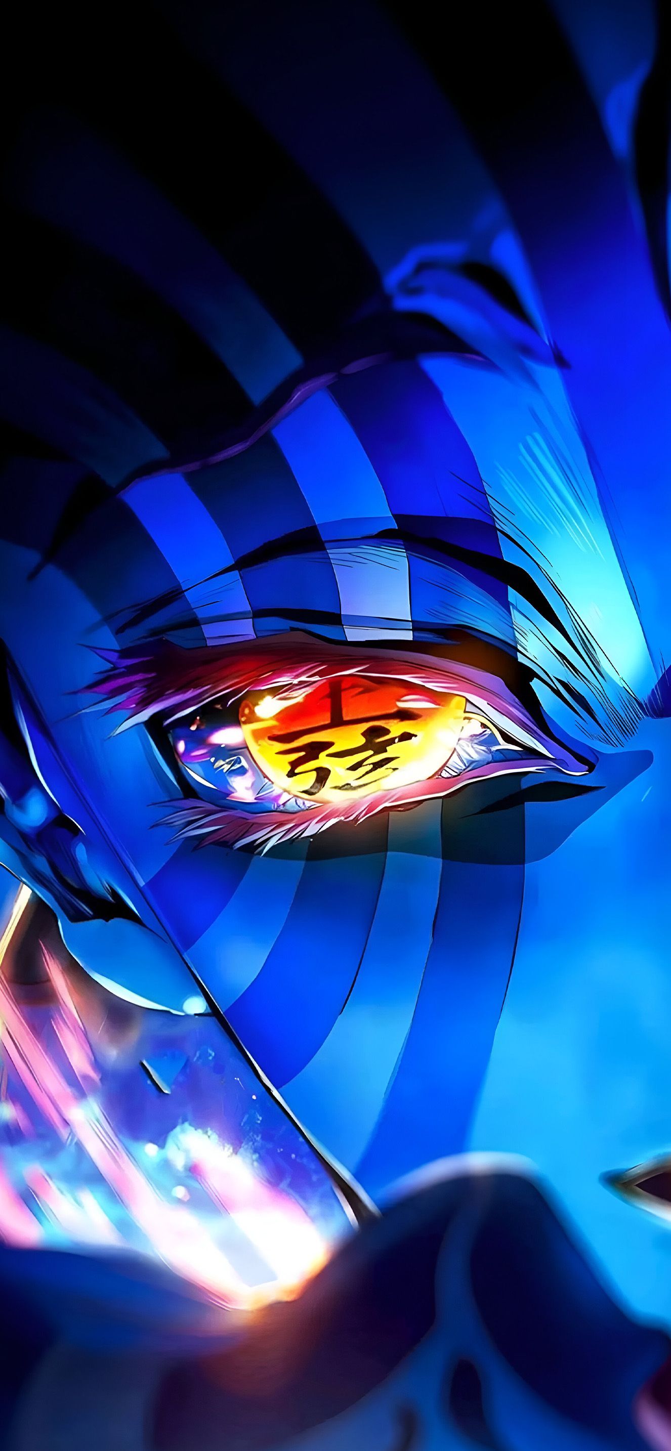 1326x2868 Akaza Upper Moon Eye Demon Slayer Wallpaper