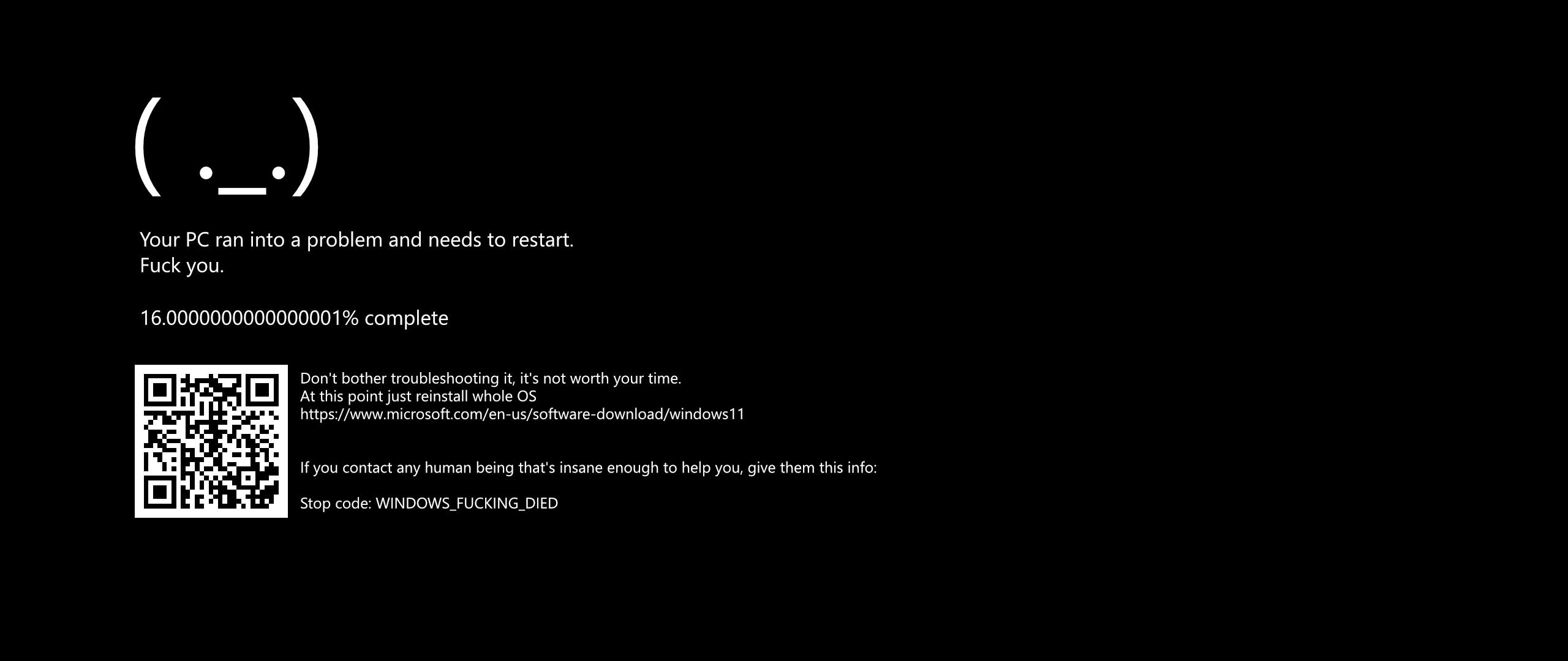 2560x1080 Windows 11 stylized BSOD meme wallpaper [2560x1080]
