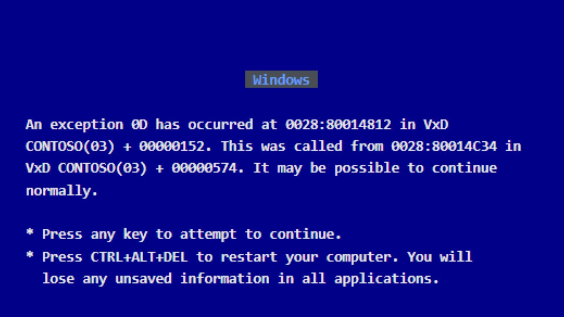 1920x1080 Microsoft developer says Windows 3.1 had a blue screen of unhappiness characterized by a black screen