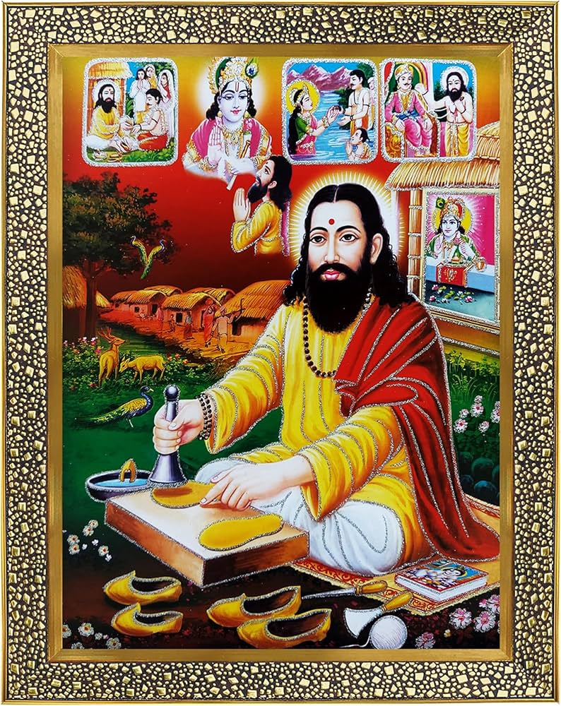 794x1000 Koshtak Guru Ravidas Photo Frame For Wall Hanging Gift Temple Puja Room Home Decor Golden Frame With Unbreakable Acrylic Glass For Worship