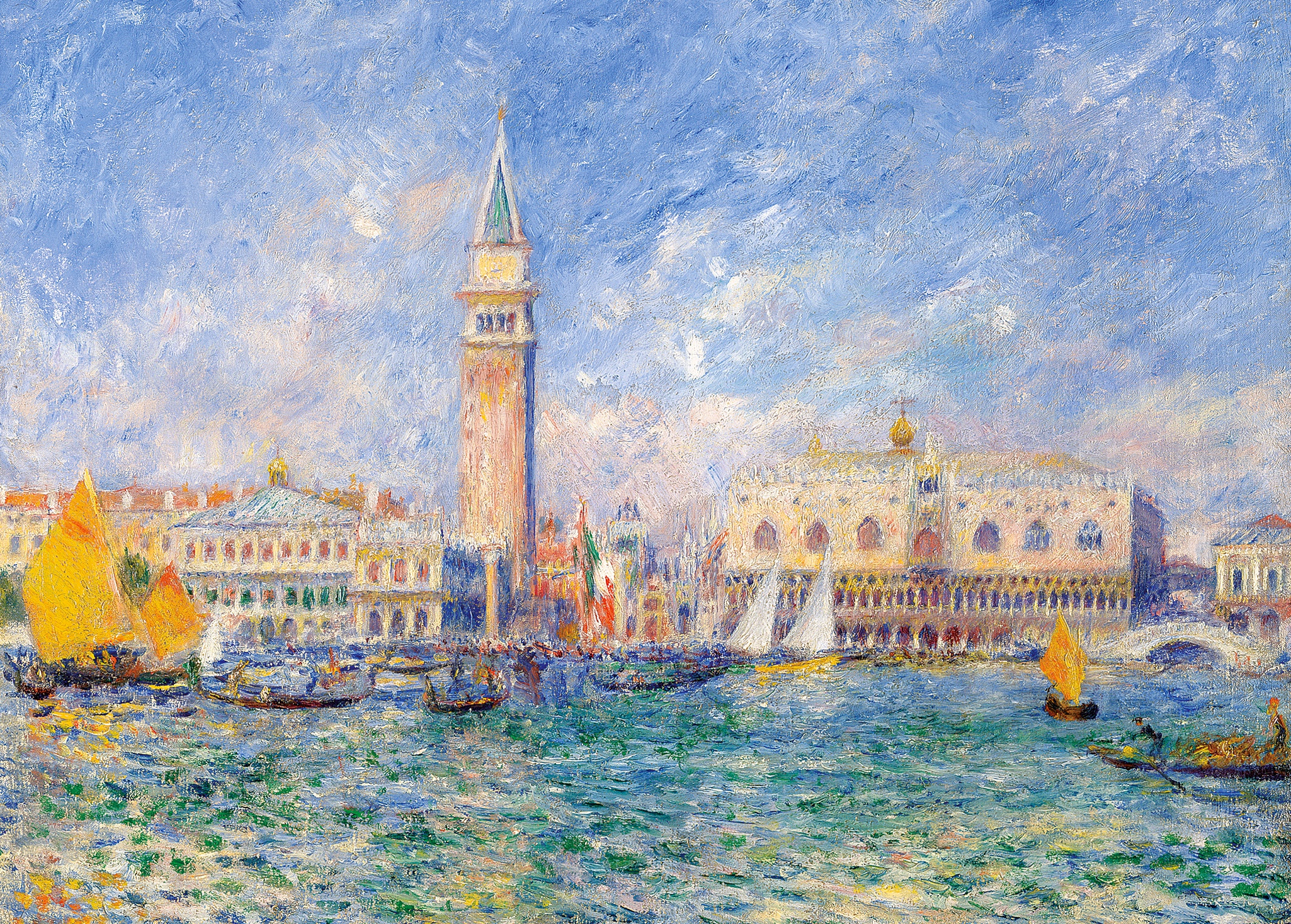 2050x1468 Wallpaper home, picture, Italy, channel, the urban landscape, the bell tower, Pierre Auguste Renoir, Pierre Auguste Renoir for mobile and desktop, section живопись, resolution 2050x1468