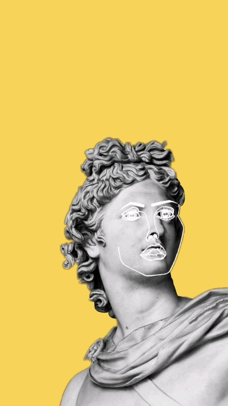 736x1308 Yellow Lockscreen / Wallpaper / Background Mustard Statue
